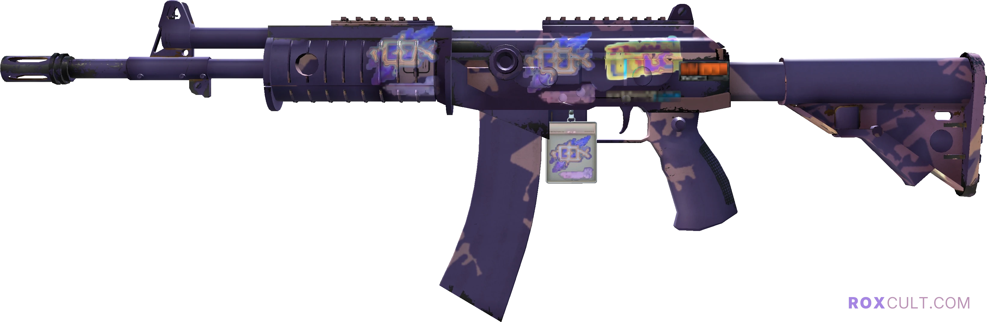 StatTrak™ Galil AR | Sandstorm (Minimal Wear) — rox (Holo) Antwerp 2022 craft, playside view with 2 rox (Holo) stickers