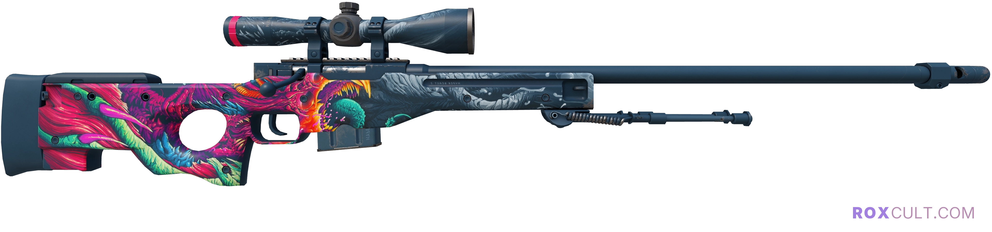 StatTrak™ AWP | Hyper Beast (Factory New) — rox (Holo) Antwerp 2022 craft, backside view