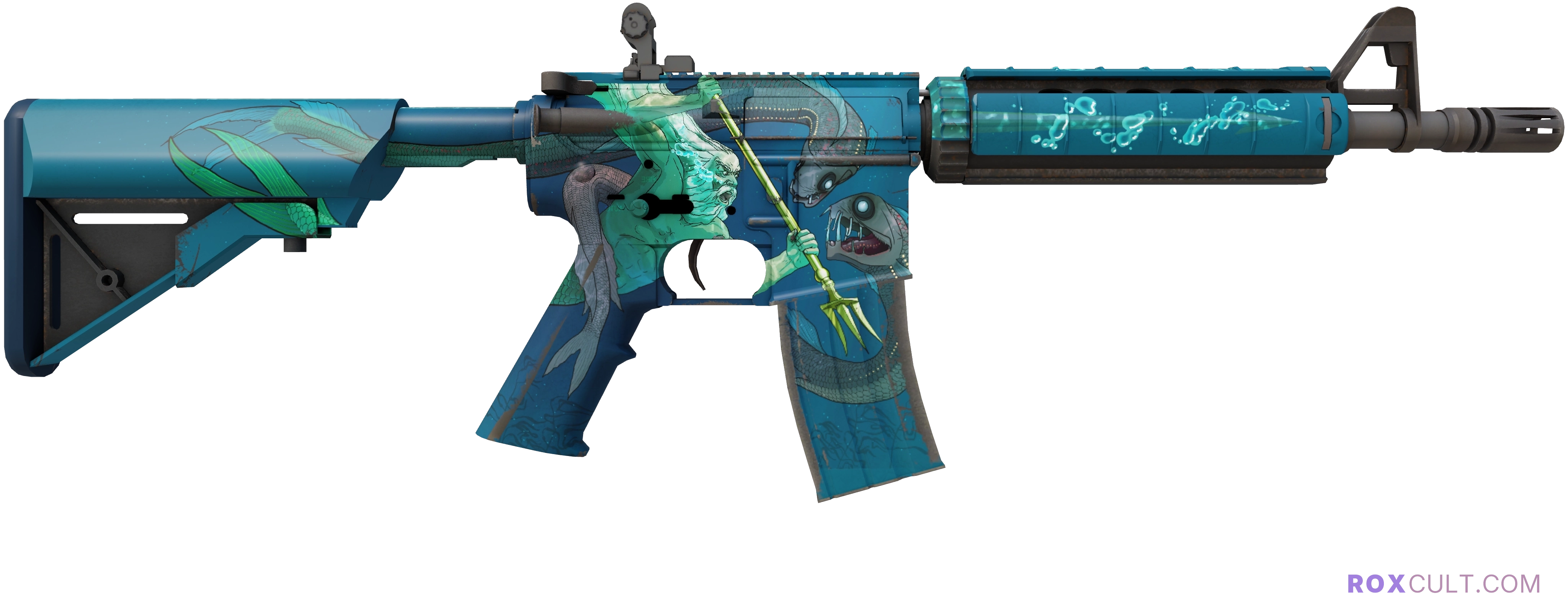 M4A4 | Poseidon (Factory New) — rox (Holo) Antwerp 2022 craft, backside view