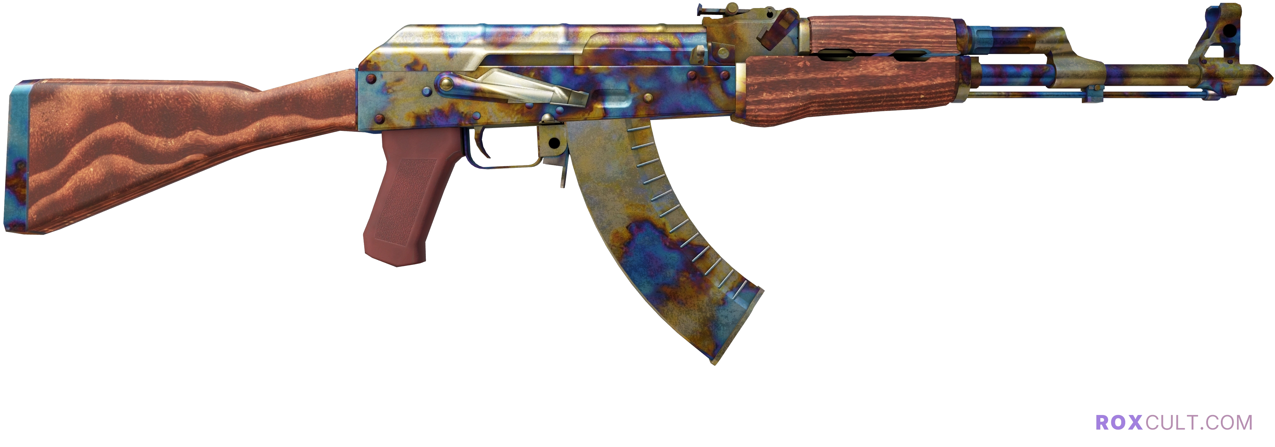 AK-47 | Case Hardened (Well-Worn) — rox (Holo) Antwerp 2022 craft, backside view