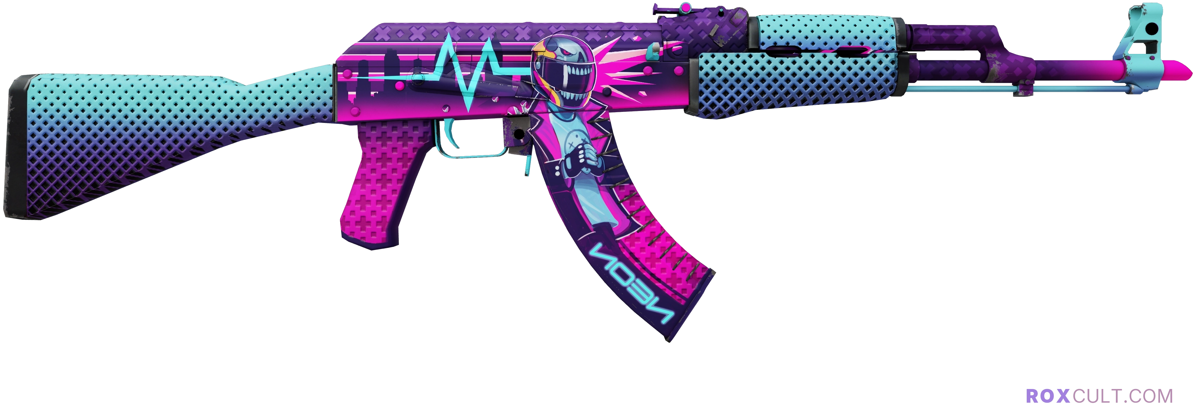 AK-47 | Neon Rider (Factory New) — rox (Holo) Antwerp 2022 craft, backside view