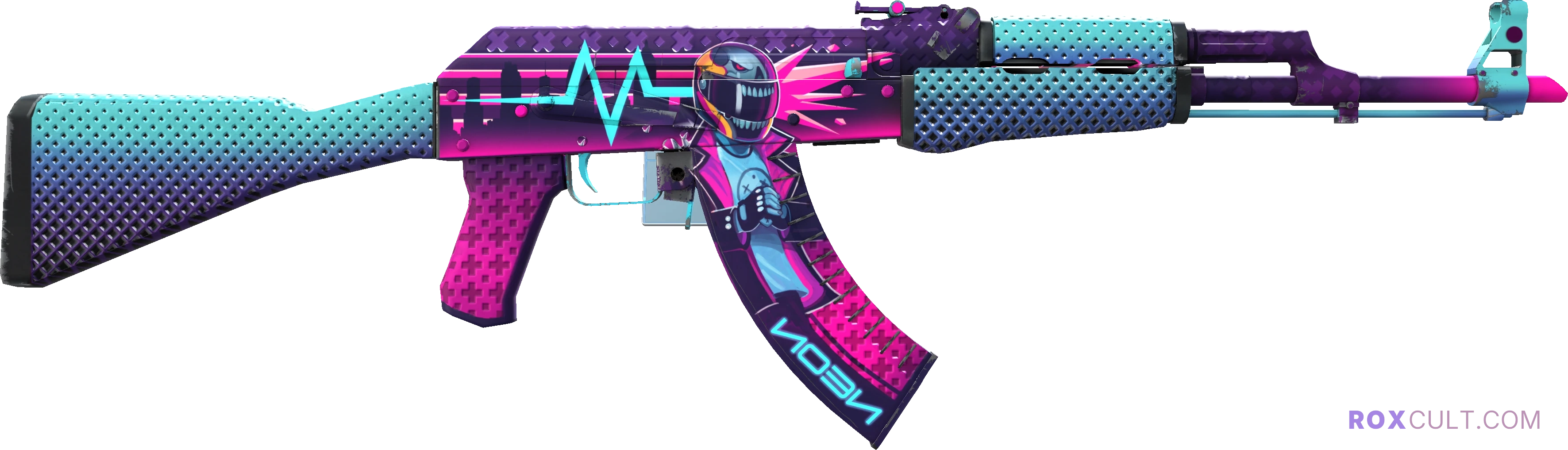StatTrak™ AK-47 | Neon Rider (Minimal Wear) — rox (Holo) Antwerp 2022 craft, backside view