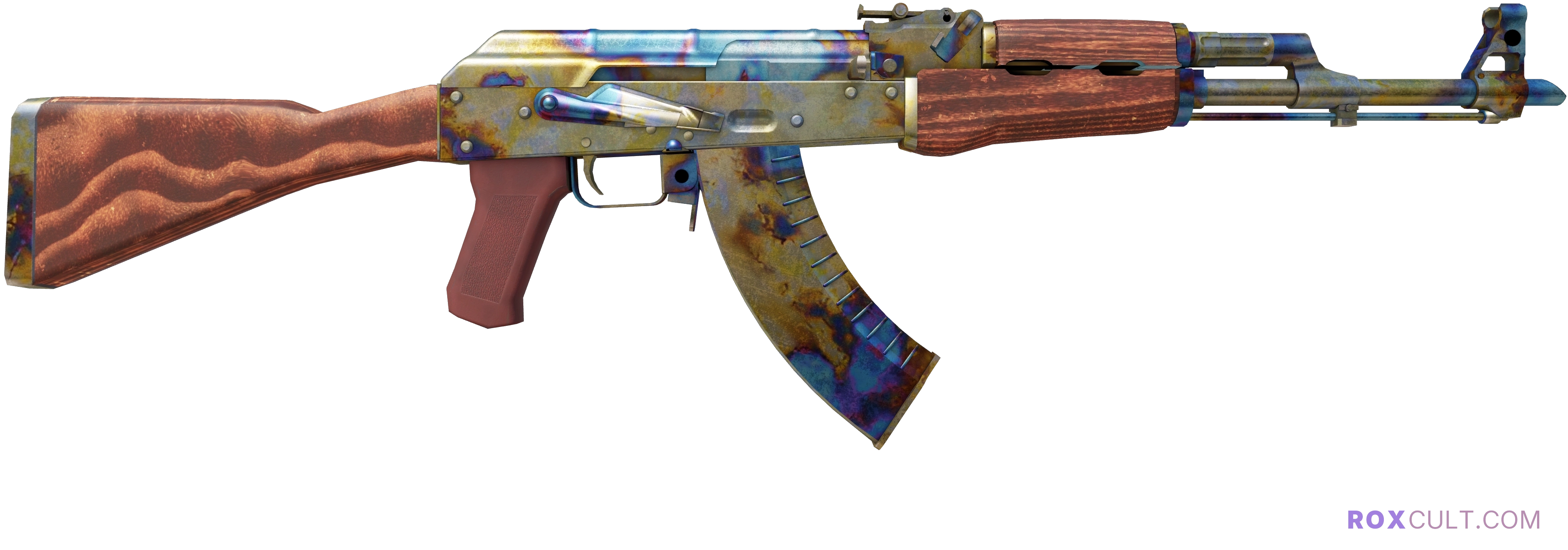 AK-47 | Case Hardened (Well-Worn) — rox (Holo) Antwerp 2022 craft, backside view