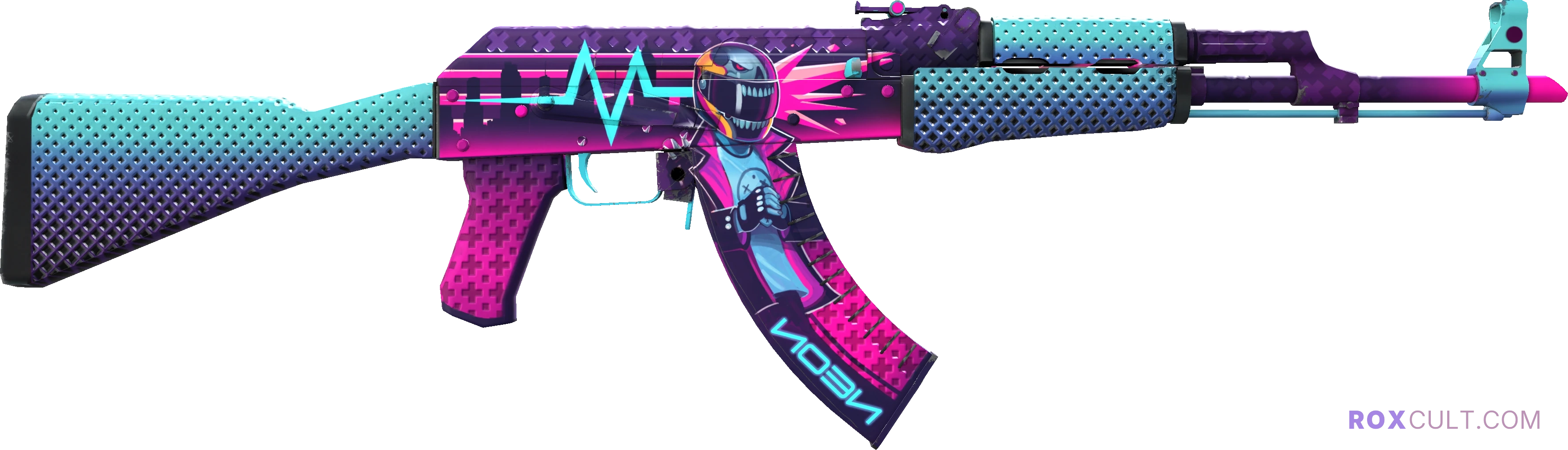 AK-47 | Neon Rider (Factory New) — rox (Holo) Antwerp 2022 craft, backside view