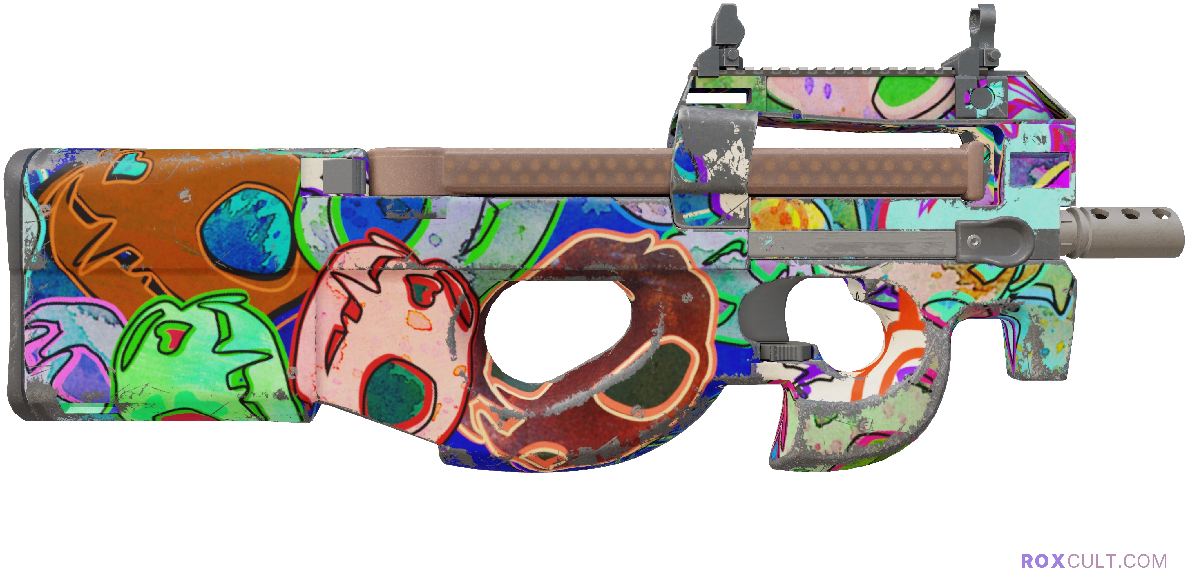 P90 | Death by Kitty (Field-Tested) — rox (Holo) Antwerp 2022 craft, backside view