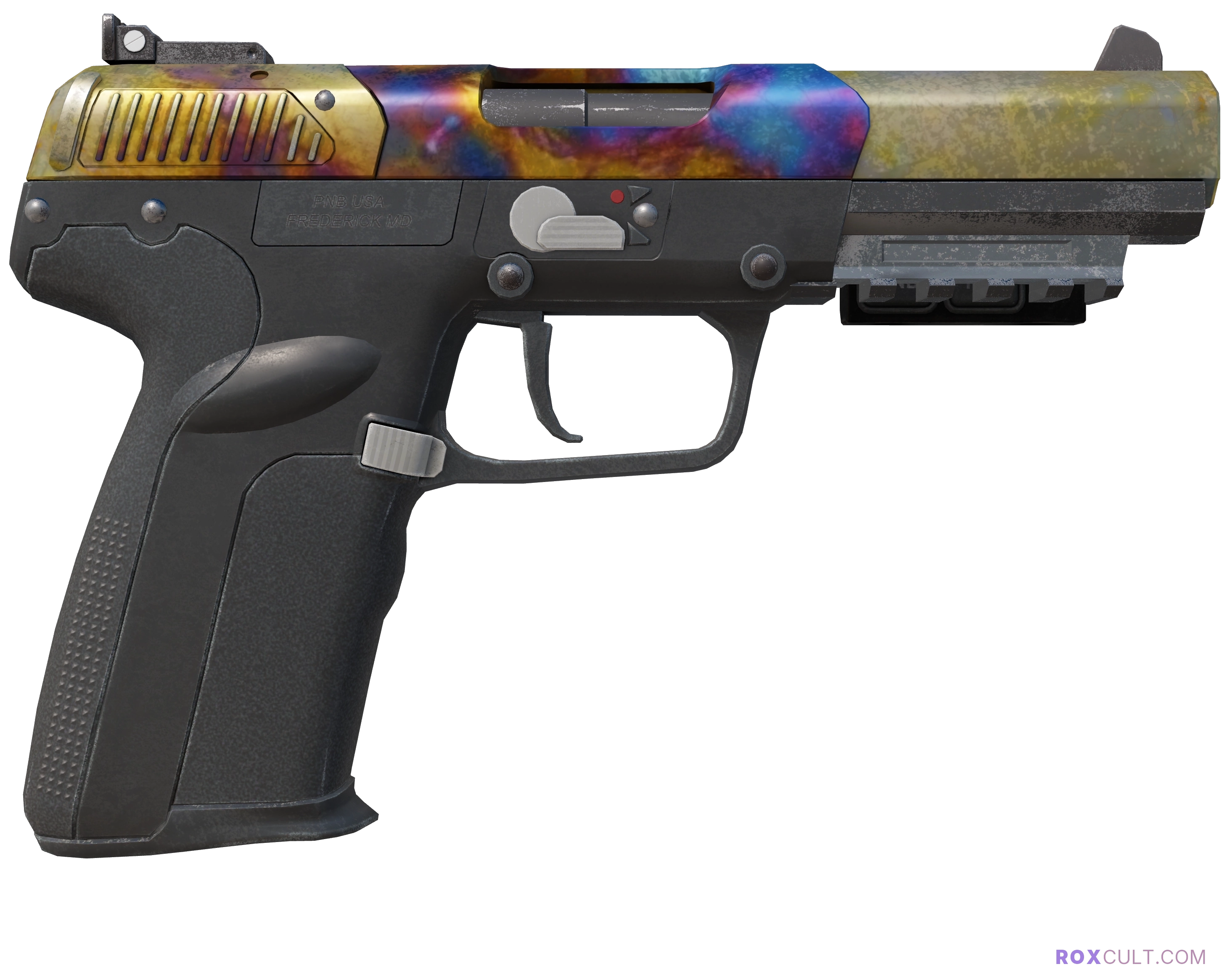 StatTrak™ Five-SeveN | Case Hardened (Battle-Scarred) — rox (Holo) Antwerp 2022 craft, backside view