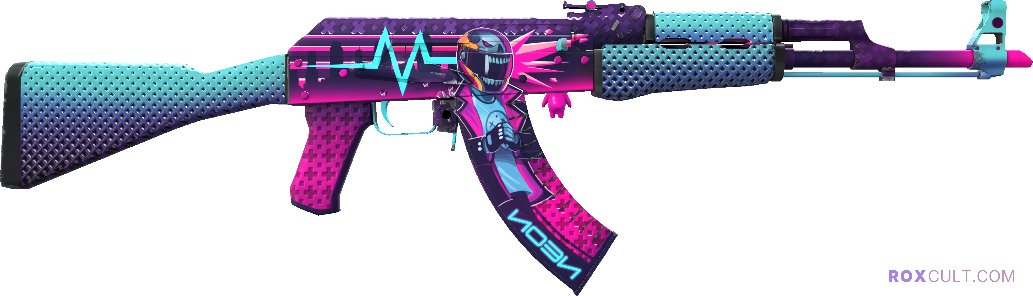 AK-47 | Neon Rider (Factory New) — rox (Holo) Antwerp 2022 craft, backside view