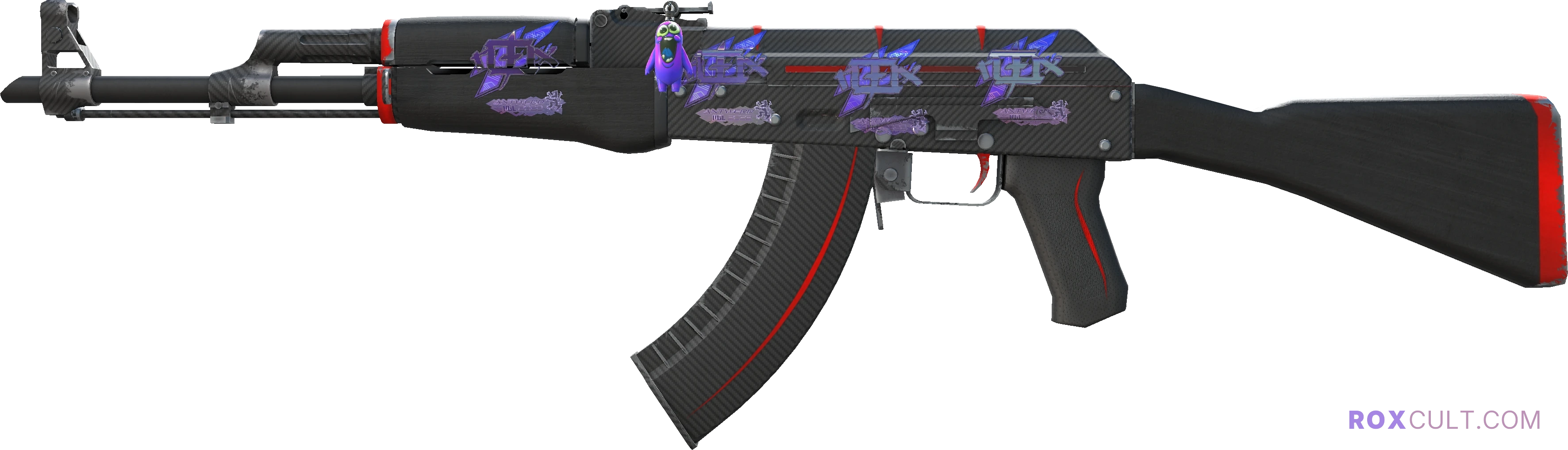 AK-47 | Redline (Minimal Wear) — rox (Holo) Antwerp 2022 craft, playside view with 4 rox (Holo) stickers