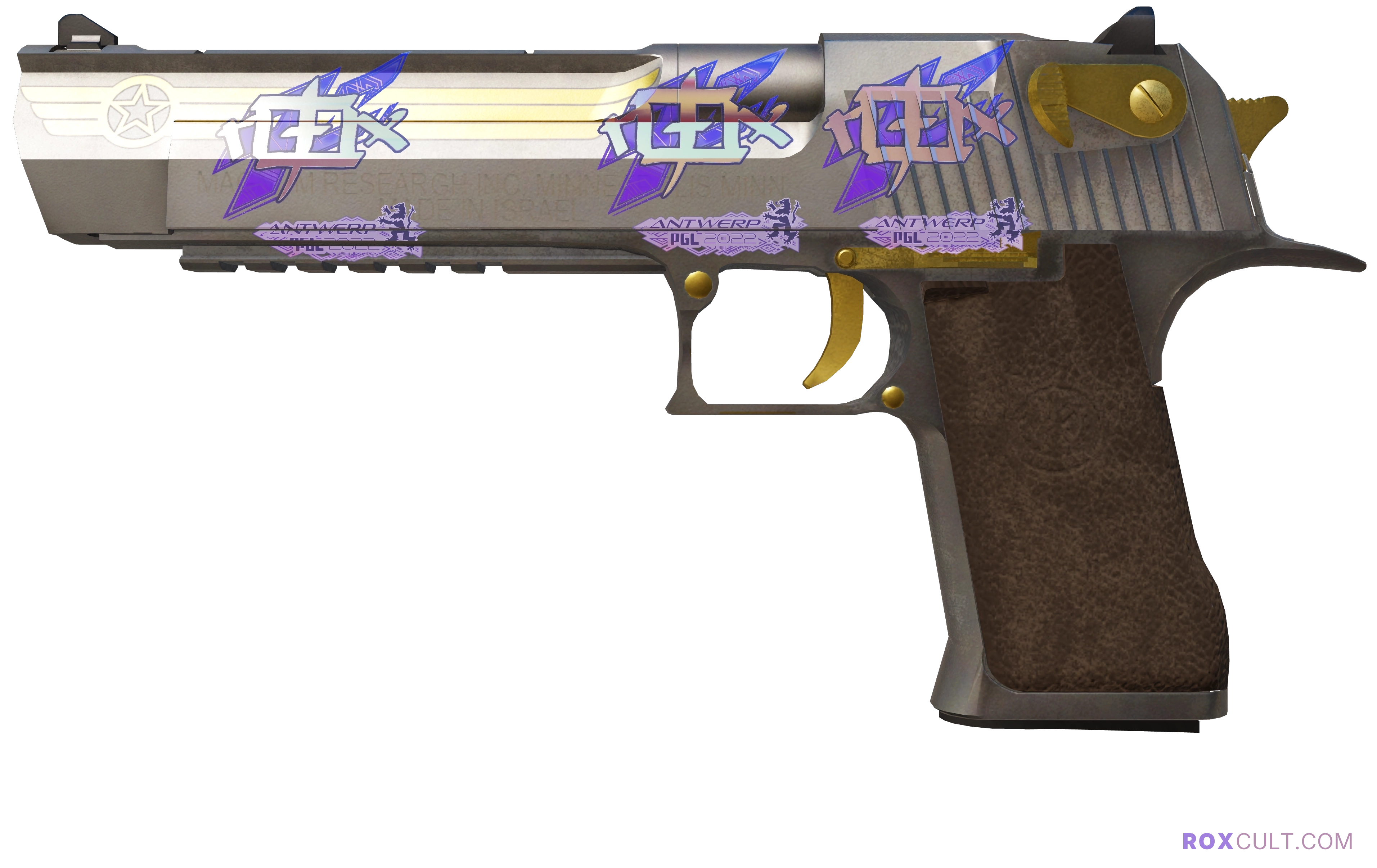 Desert Eagle | Pilot (Field-Tested) — rox (Holo) Antwerp 2022 craft, playside view with 3 rox (Holo) stickers