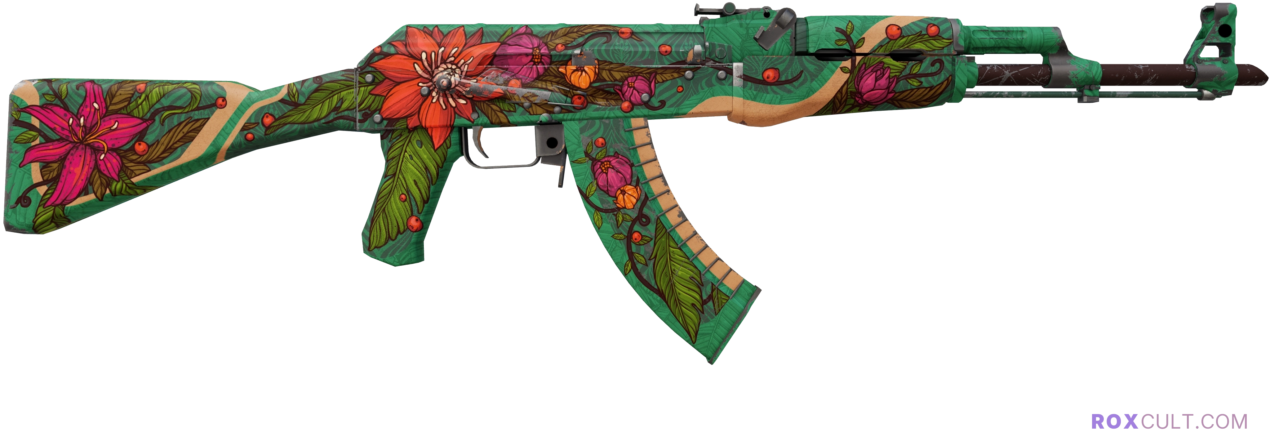 AK-47 | Wild Lotus (Well-Worn) — rox (Holo) Antwerp 2022 craft, backside view