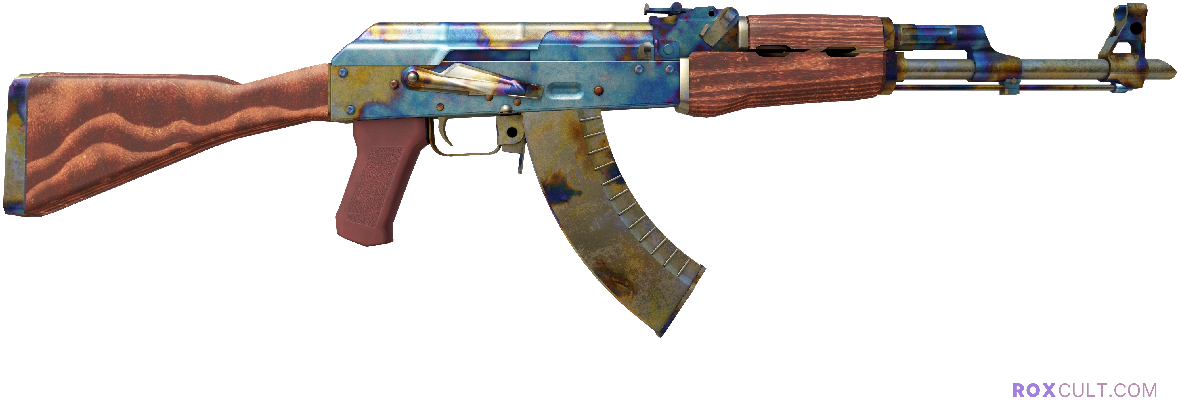 AK-47 | Case Hardened (Well-Worn) — rox (Holo) Antwerp 2022 craft, backside view