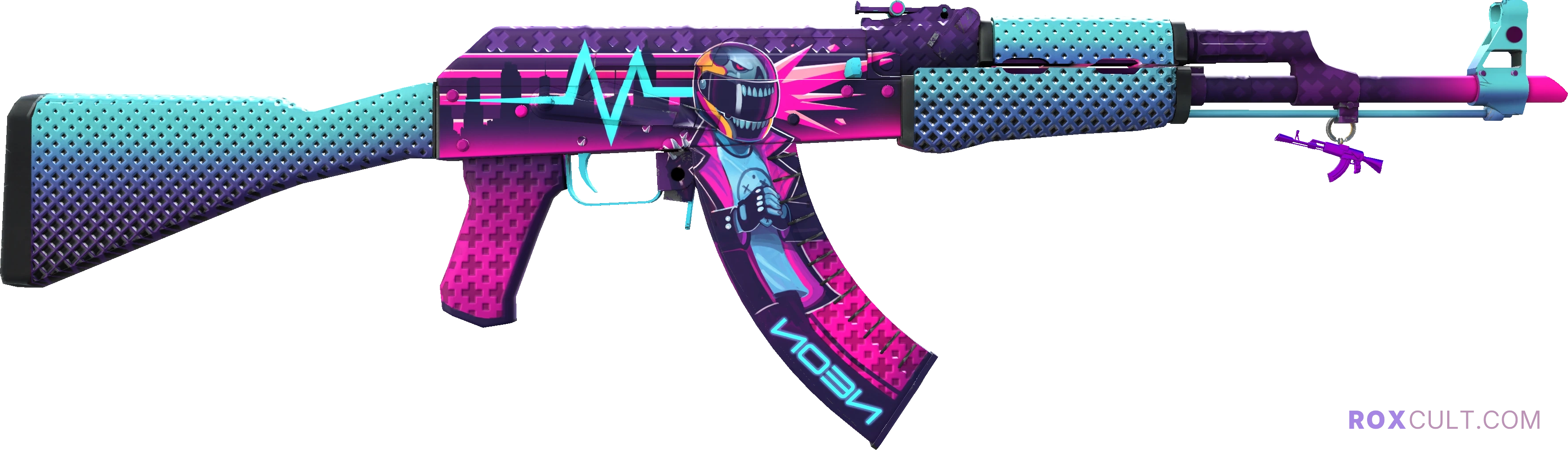 AK-47 | Neon Rider (Factory New) — rox (Holo) Antwerp 2022 craft, backside view