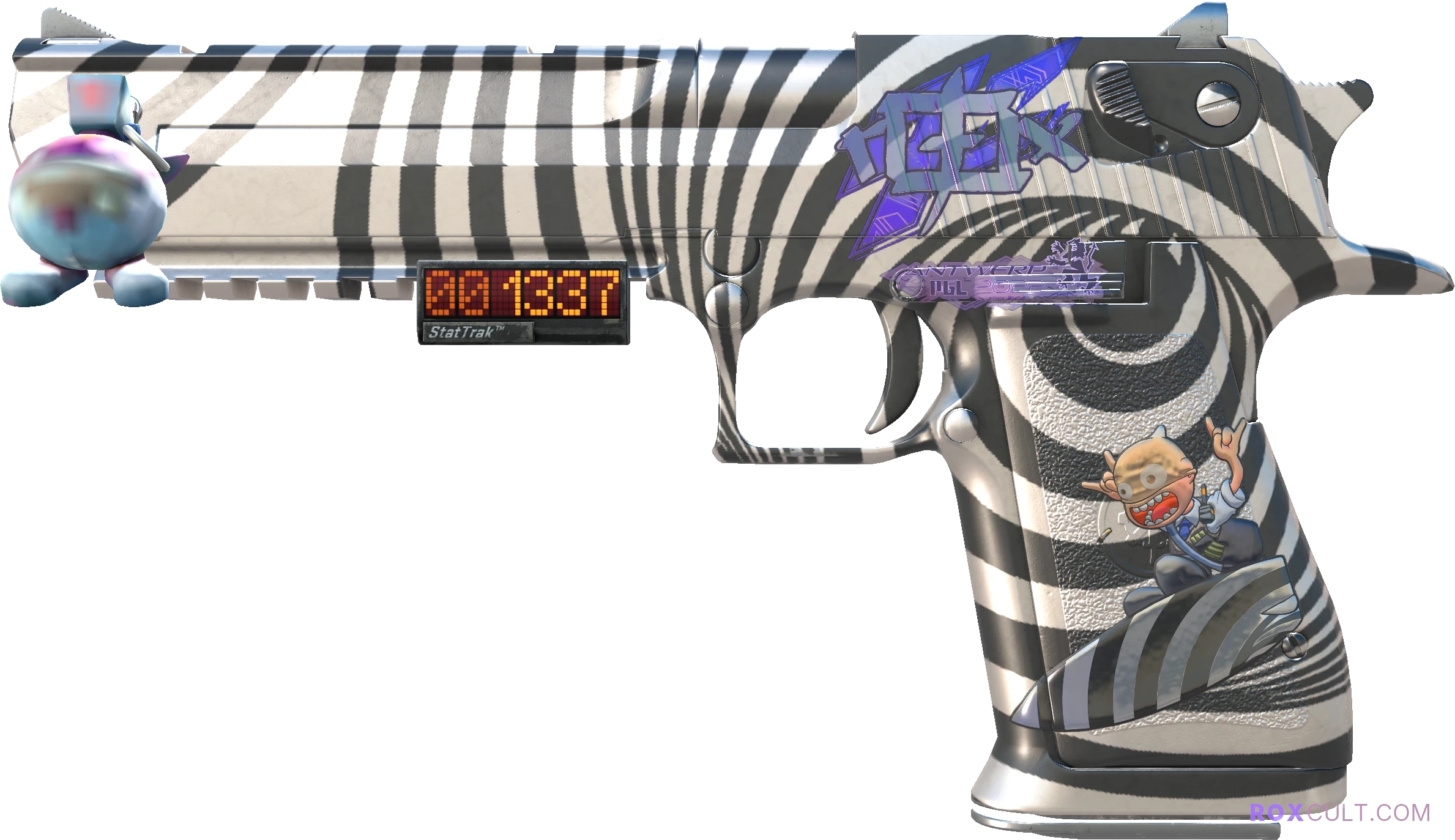 StatTrak™ Desert Eagle | Hypnotic (Factory New) — rox (Holo) Antwerp 2022 craft, playside view with 1 rox (Holo) sticker