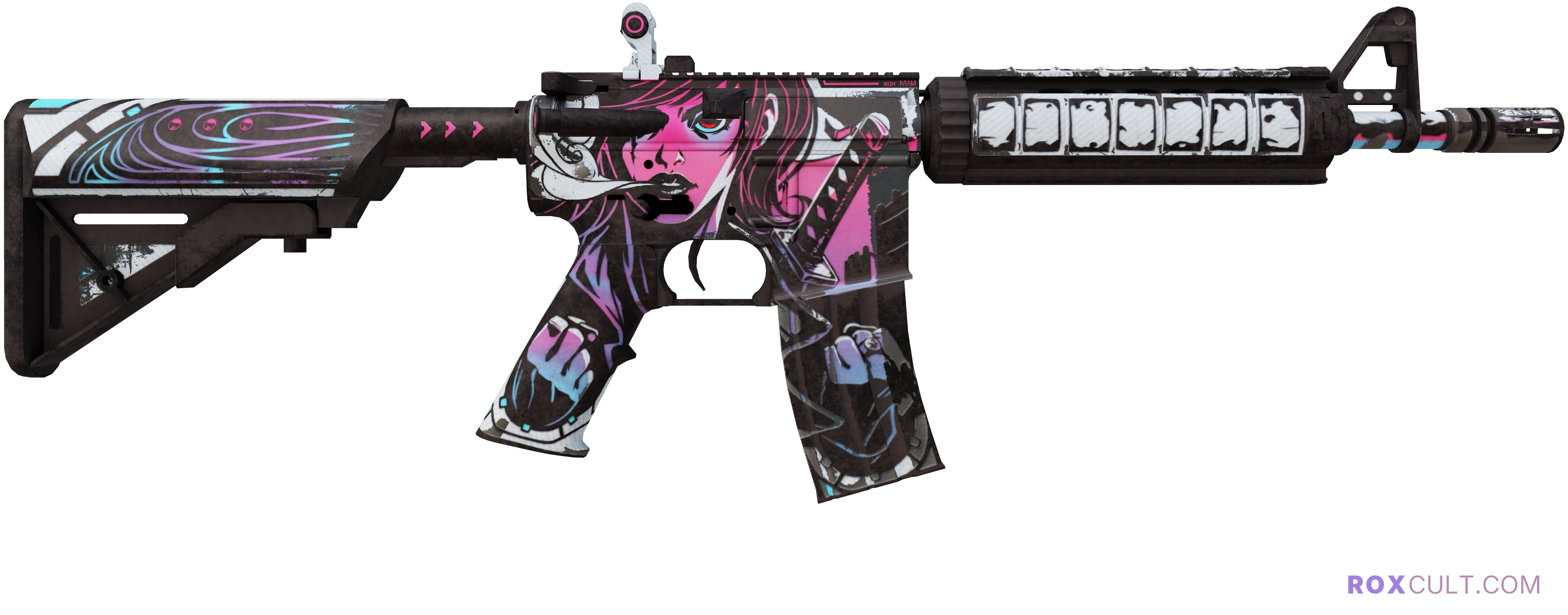 M4A4 | Neo-Noir (Field-Tested) — rox (Holo) Antwerp 2022 craft, backside view