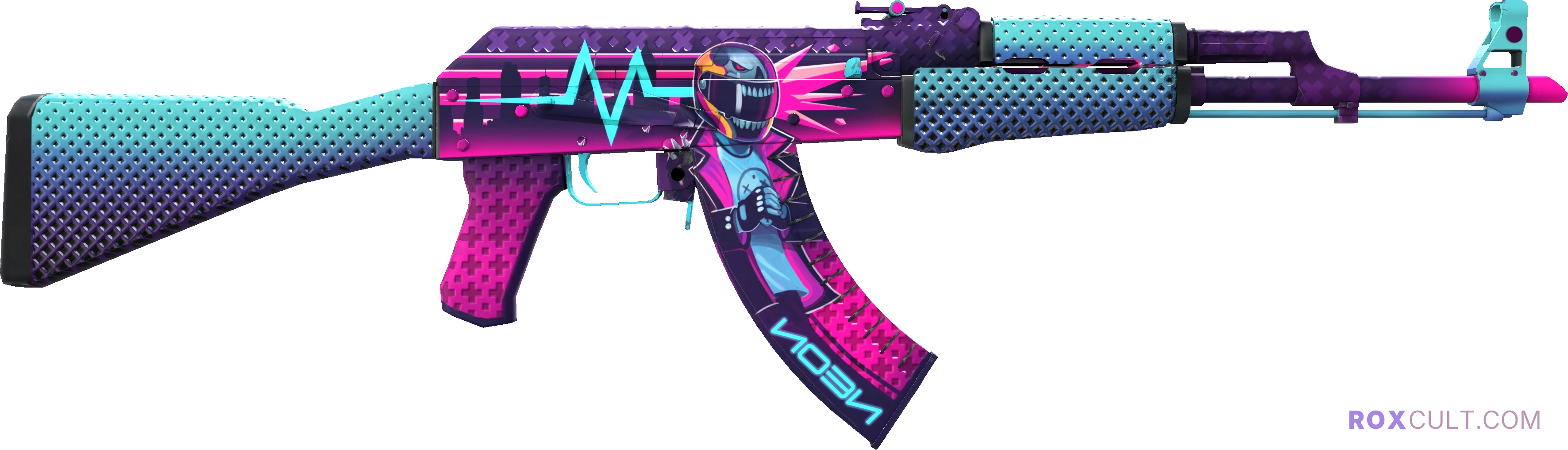 AK-47 | Neon Rider (Factory New) — rox (Holo) Antwerp 2022 craft, backside view