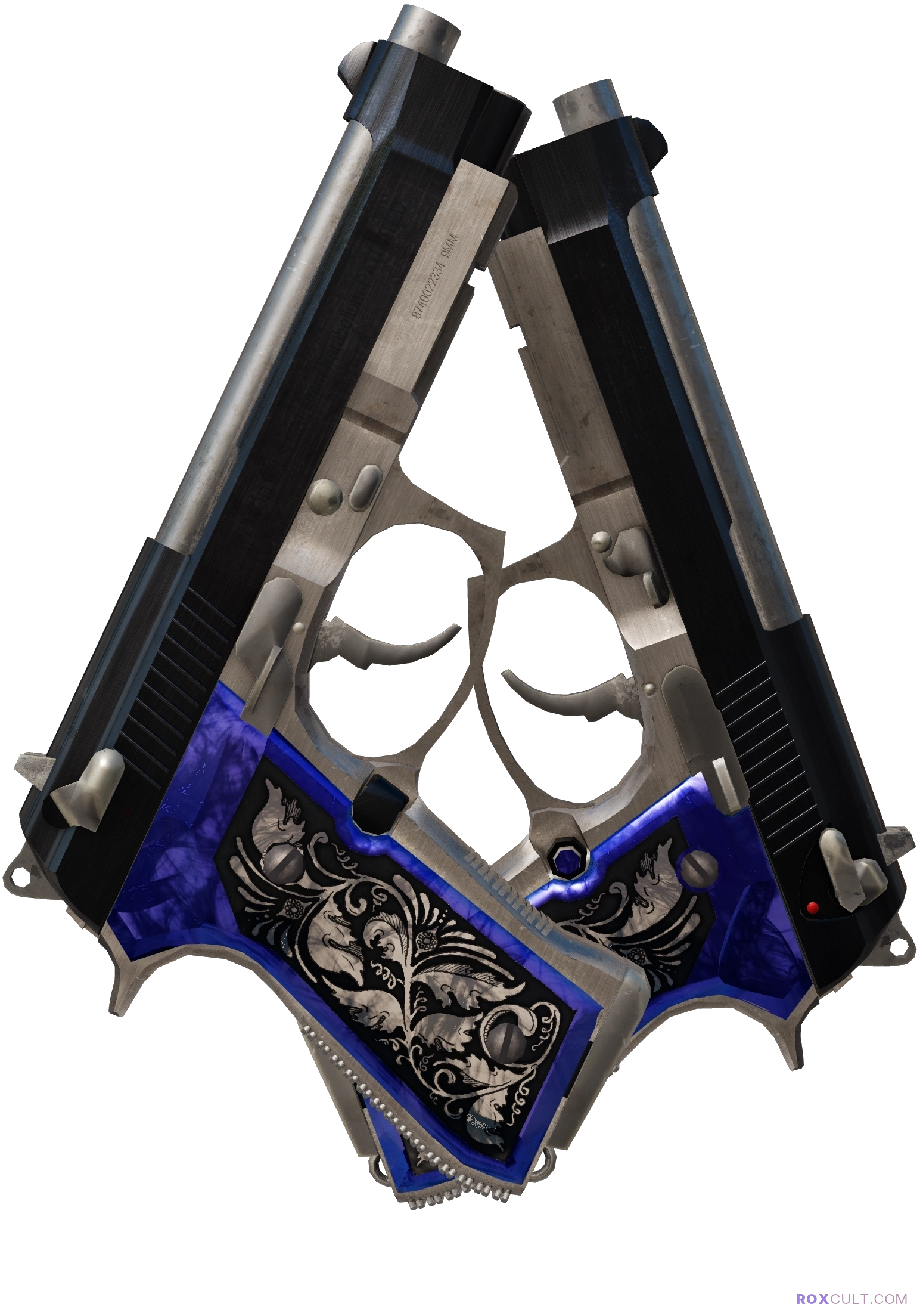 Dual Berettas | Duelist (Factory New) — rox (Holo) Antwerp 2022 craft, backside view