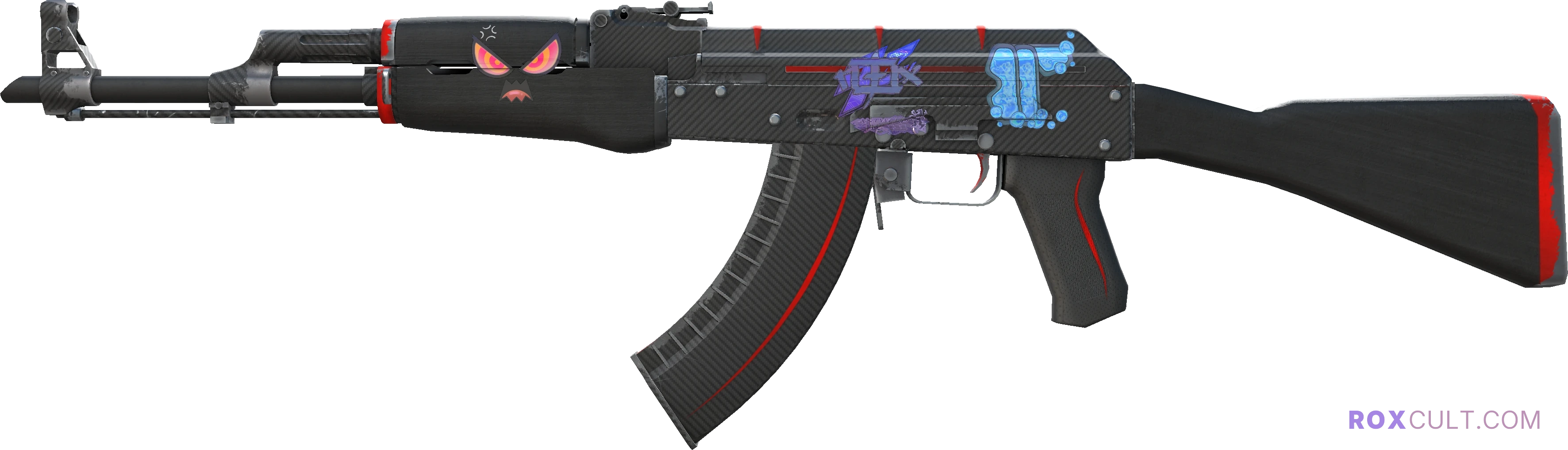 AK-47 | Redline (Field-Tested) — rox (Holo) Antwerp 2022 craft, playside view with 1 rox (Holo) sticker