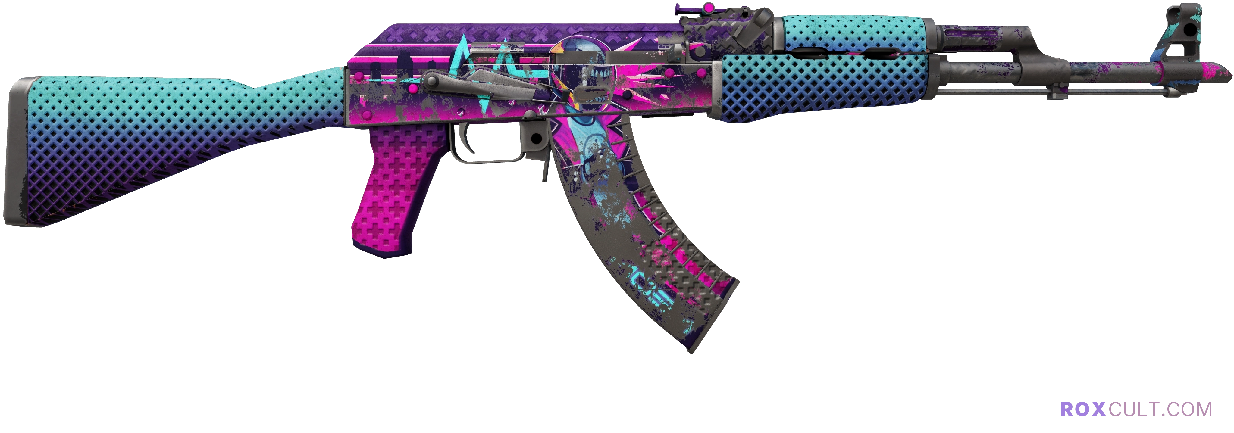 StatTrak™ AK-47 | Neon Rider (Battle-Scarred) — rox (Holo) Antwerp 2022 craft, backside view