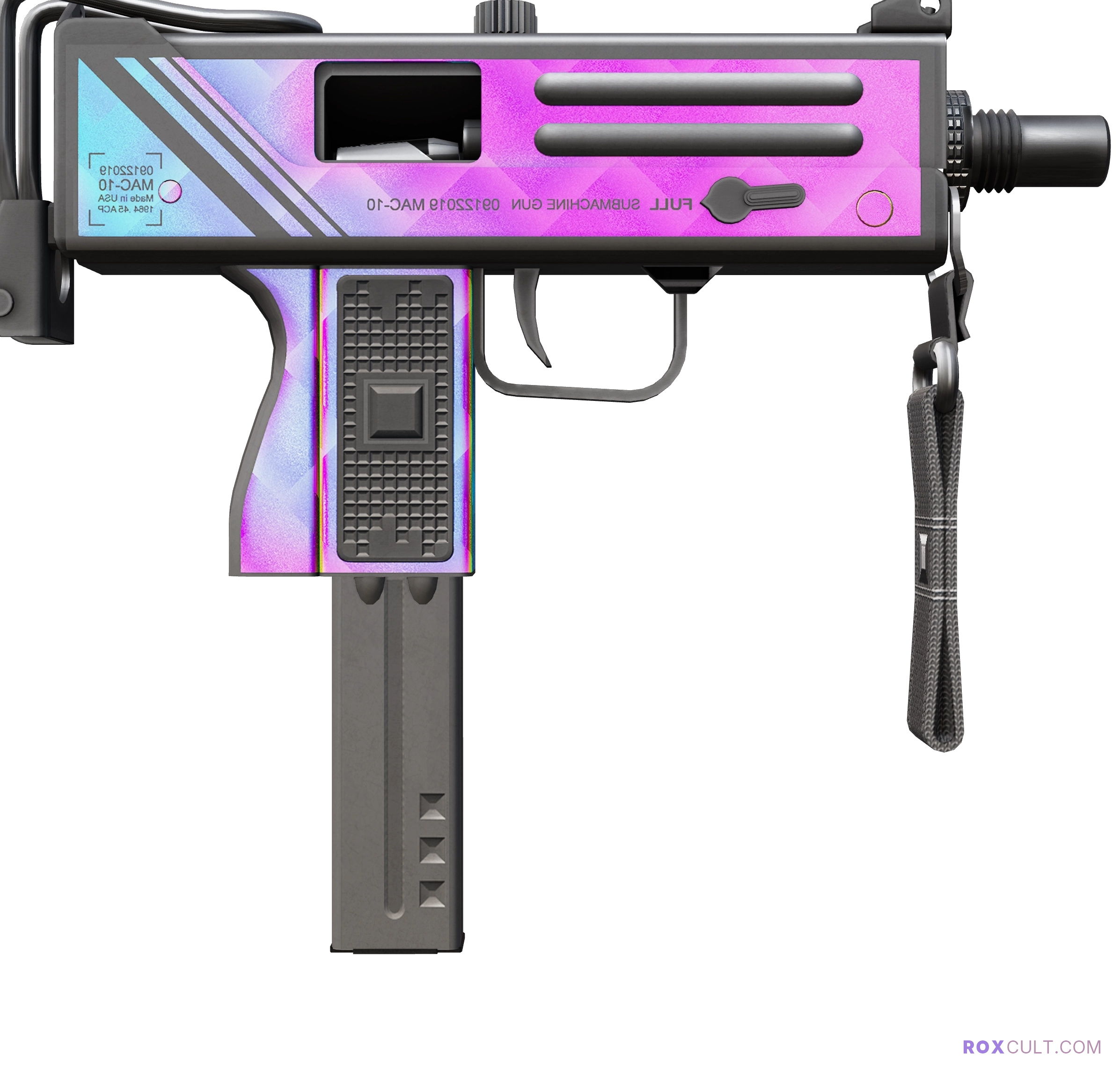 MAC-10 | Disco Tech (Factory New) — rox (Holo) Antwerp 2022 craft, backside view