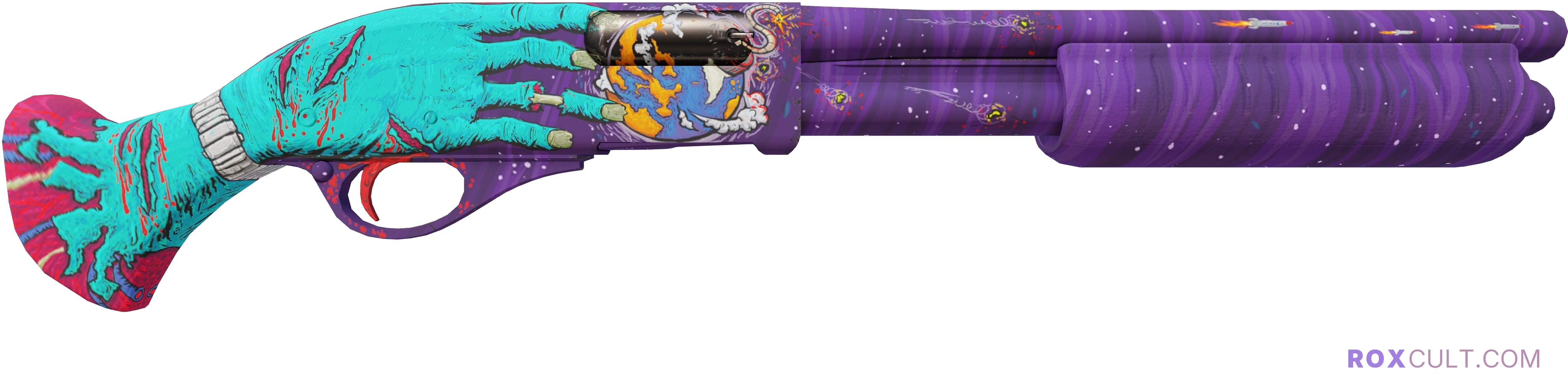 Sawed-Off | Apocalypto (Factory New) — rox (Holo) Antwerp 2022 craft, backside view