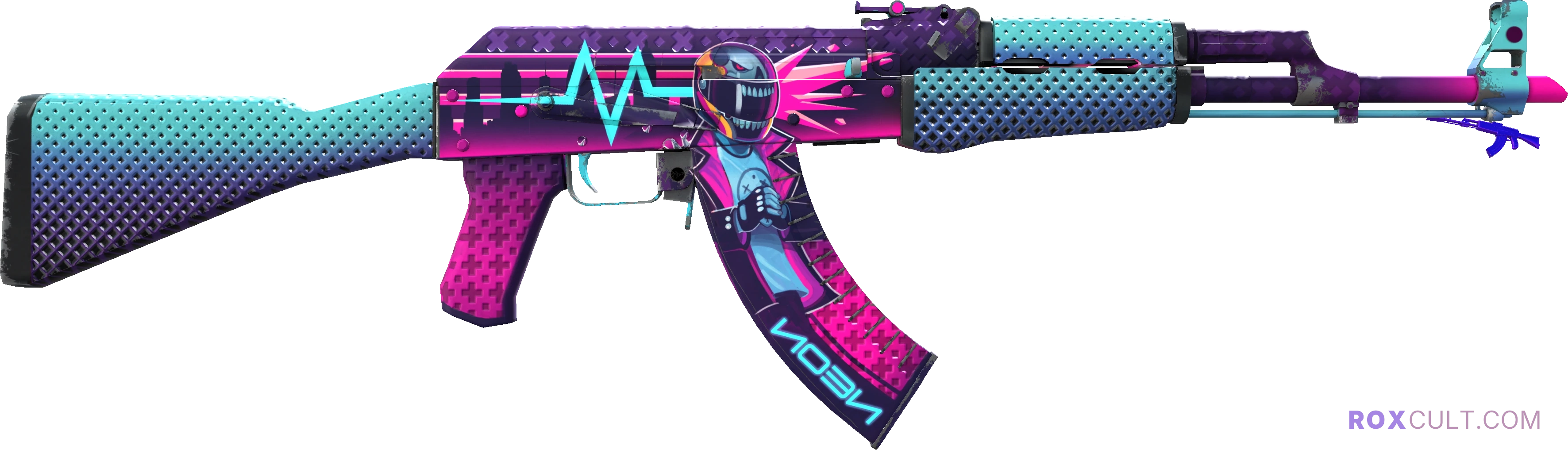 StatTrak™ AK-47 | Neon Rider (Minimal Wear) — rox (Holo) Antwerp 2022 craft, backside view