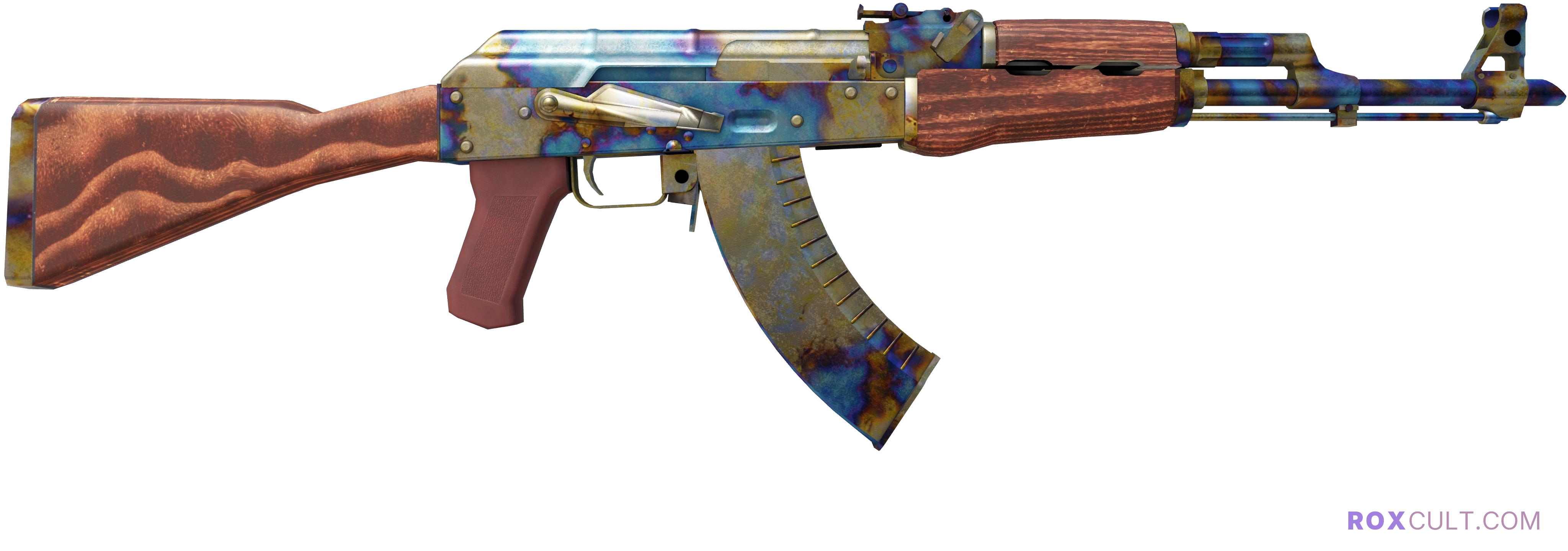 StatTrak™ AK-47 | Case Hardened (Well-Worn) — rox (Holo) Antwerp 2022 craft, backside view