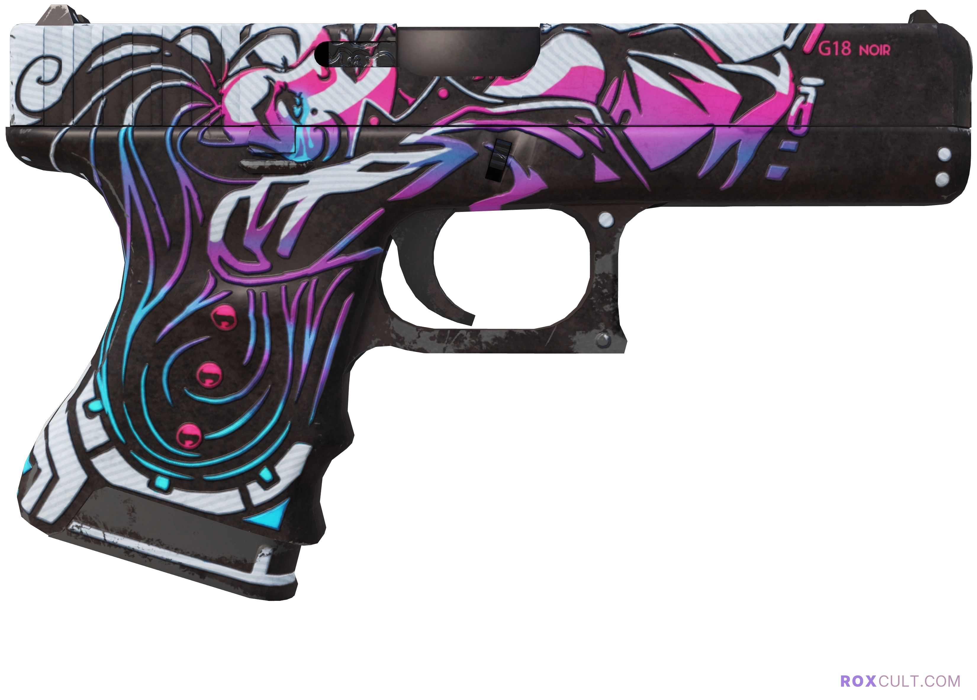 Glock-18 | Neo-Noir (Field-Tested) — rox (Holo) Antwerp 2022 craft, backside view