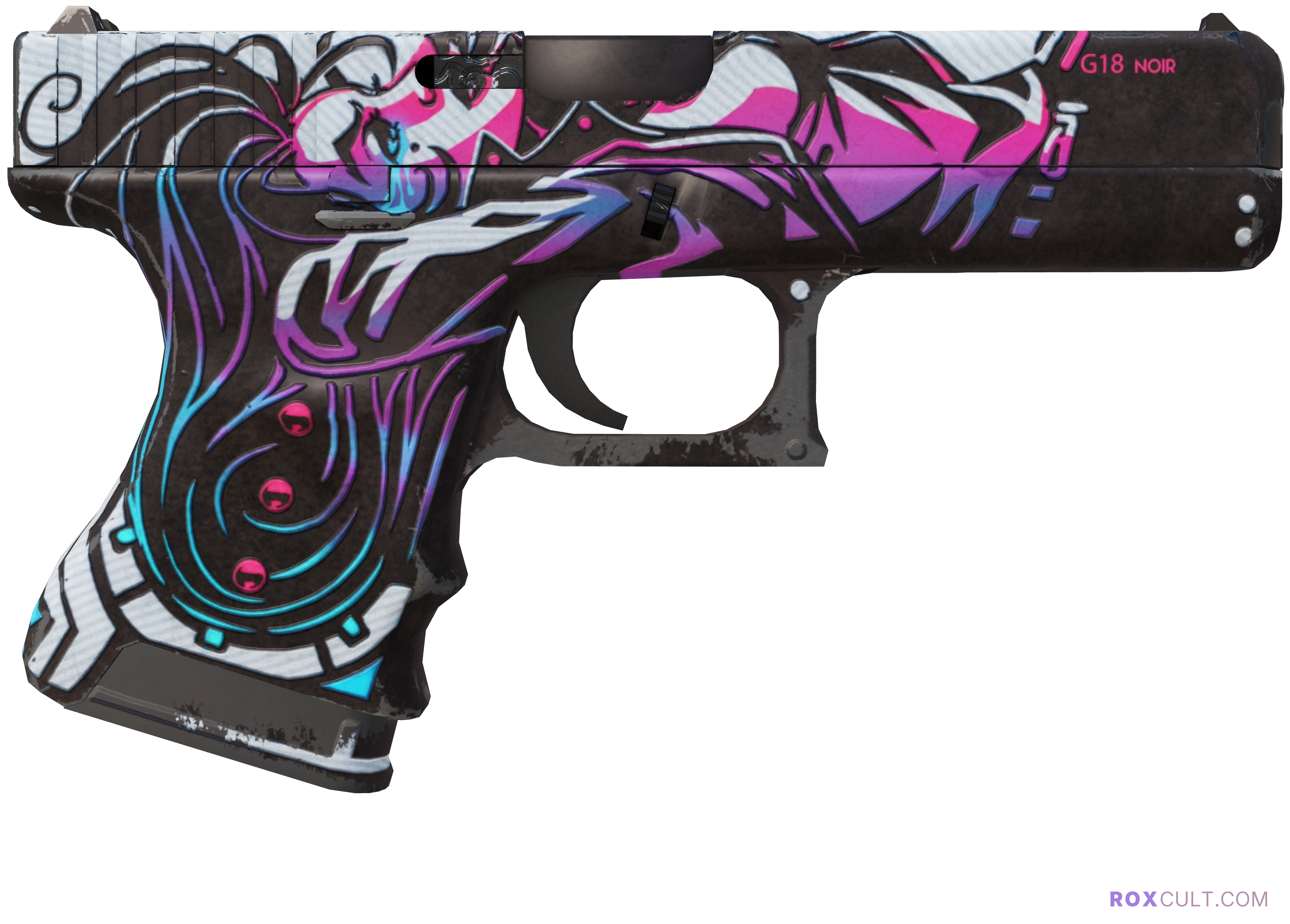 Glock-18 | Neo-Noir (Field-Tested) — rox (Holo) Antwerp 2022 craft, backside view