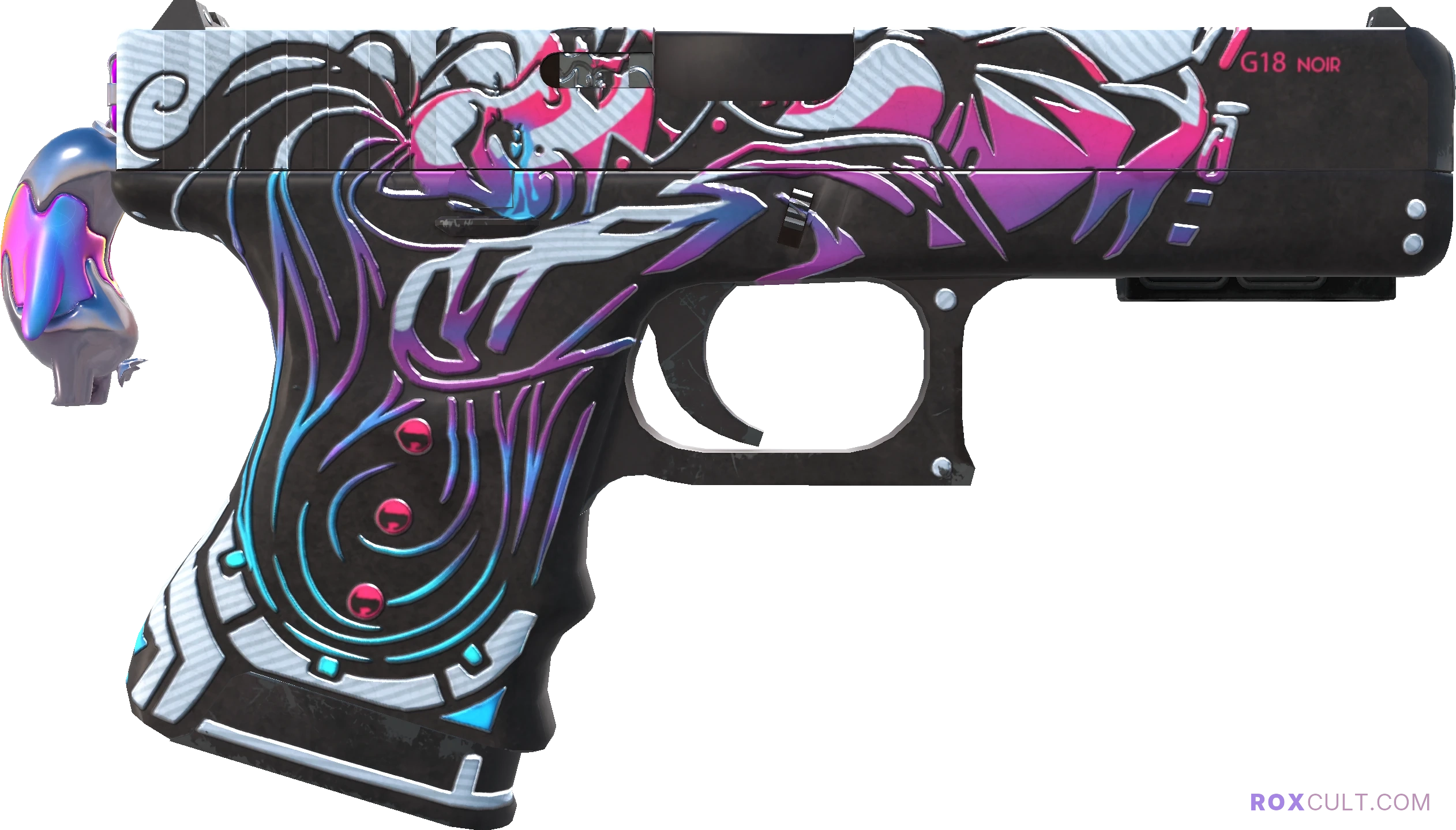StatTrak™ Glock-18 | Neo-Noir (Minimal Wear) — rox (Holo) Antwerp 2022 craft, backside view