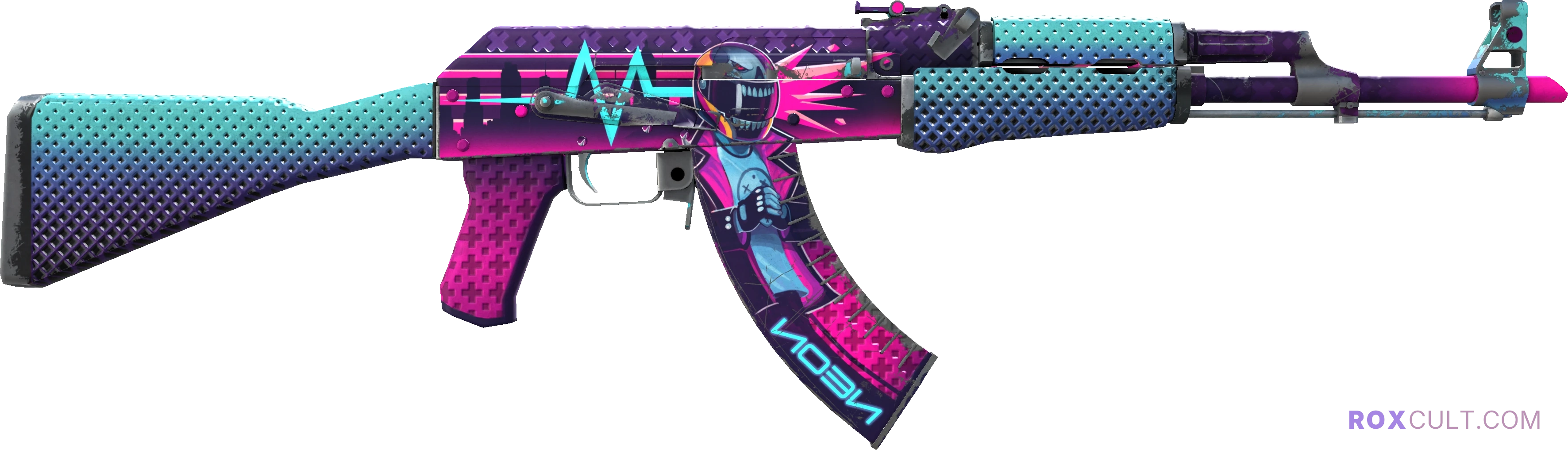 AK-47 | Neon Rider (Field-Tested) — rox (Holo) Antwerp 2022 craft, backside view