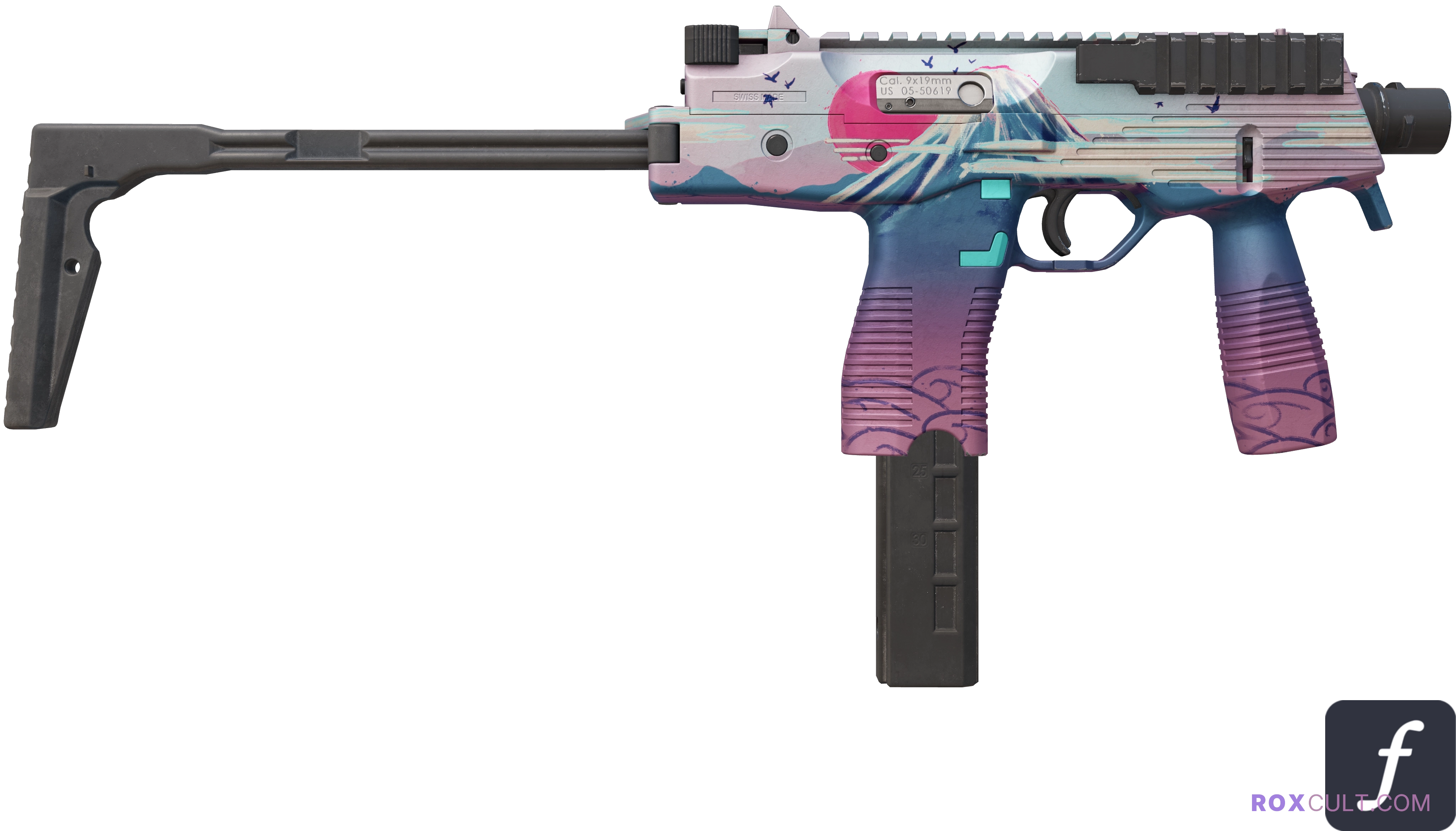StatTrak™ MP9 | Mount Fuji (Factory New) — rox (Holo) Antwerp 2022 craft, backside view