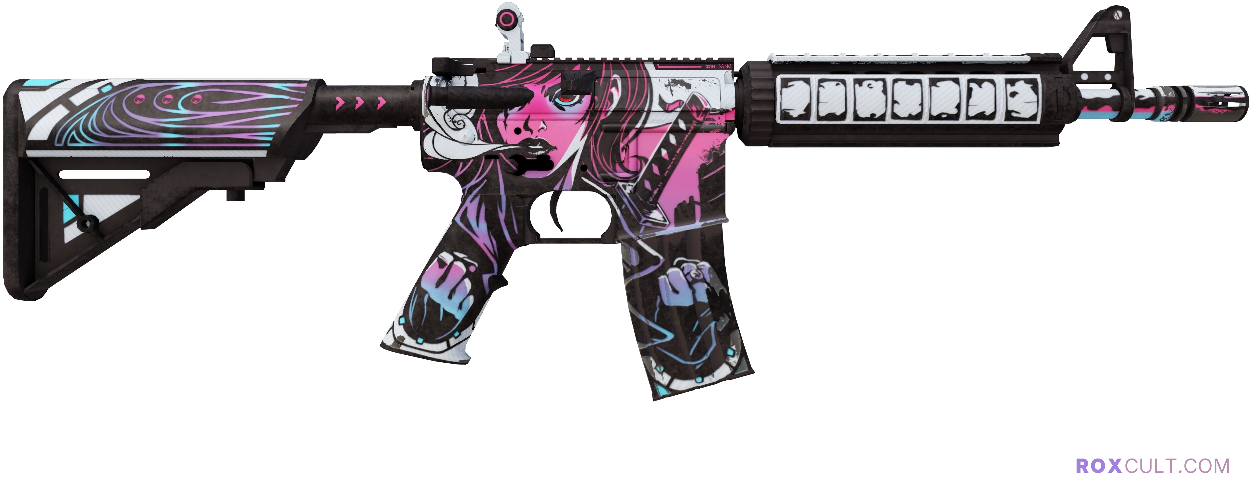 M4A4 | Neo-Noir (Minimal Wear) — rox (Holo) Antwerp 2022 craft, backside view