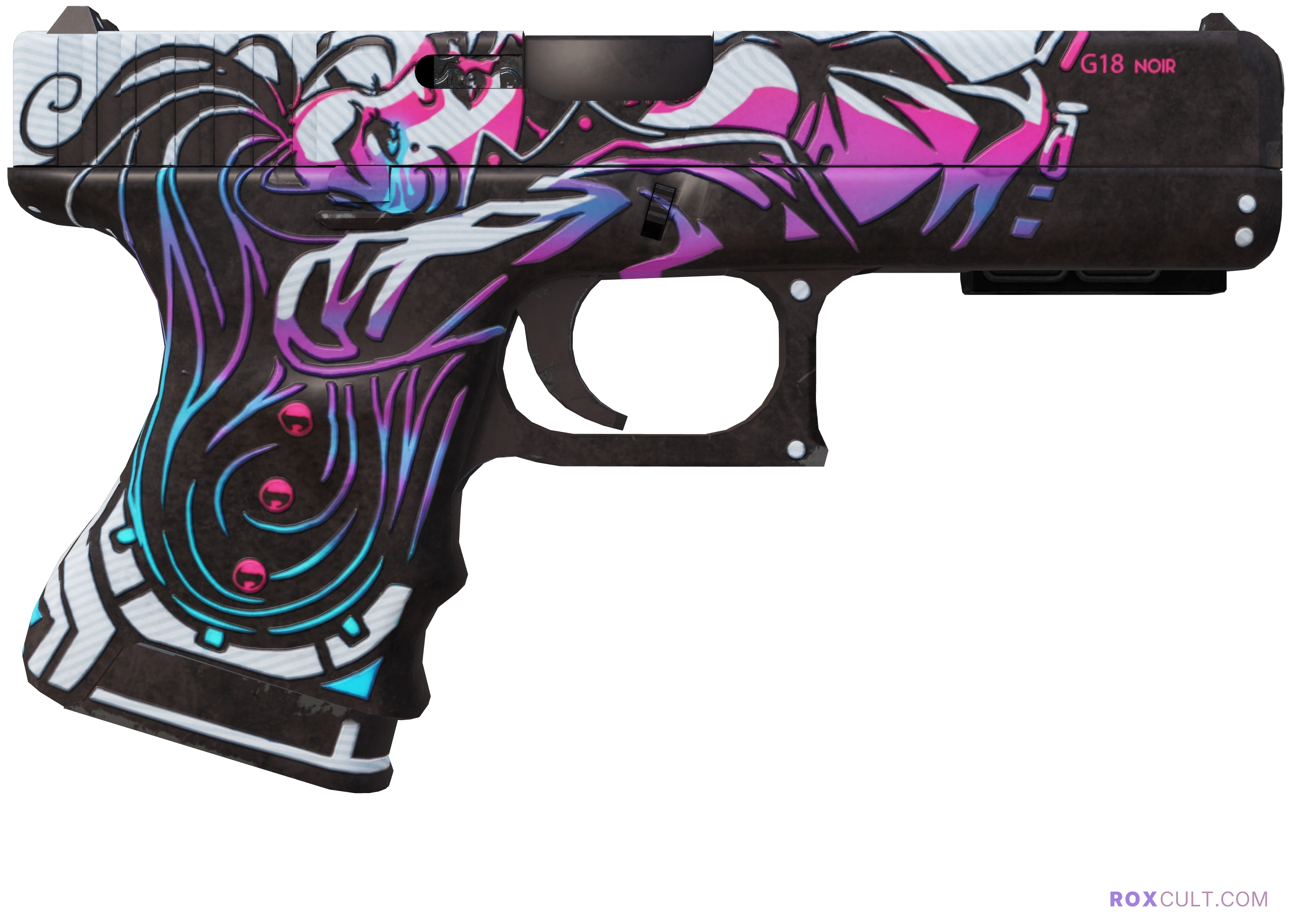 StatTrak™ Glock-18 | Neo-Noir (Factory New) — rox (Holo) Antwerp 2022 craft, backside view