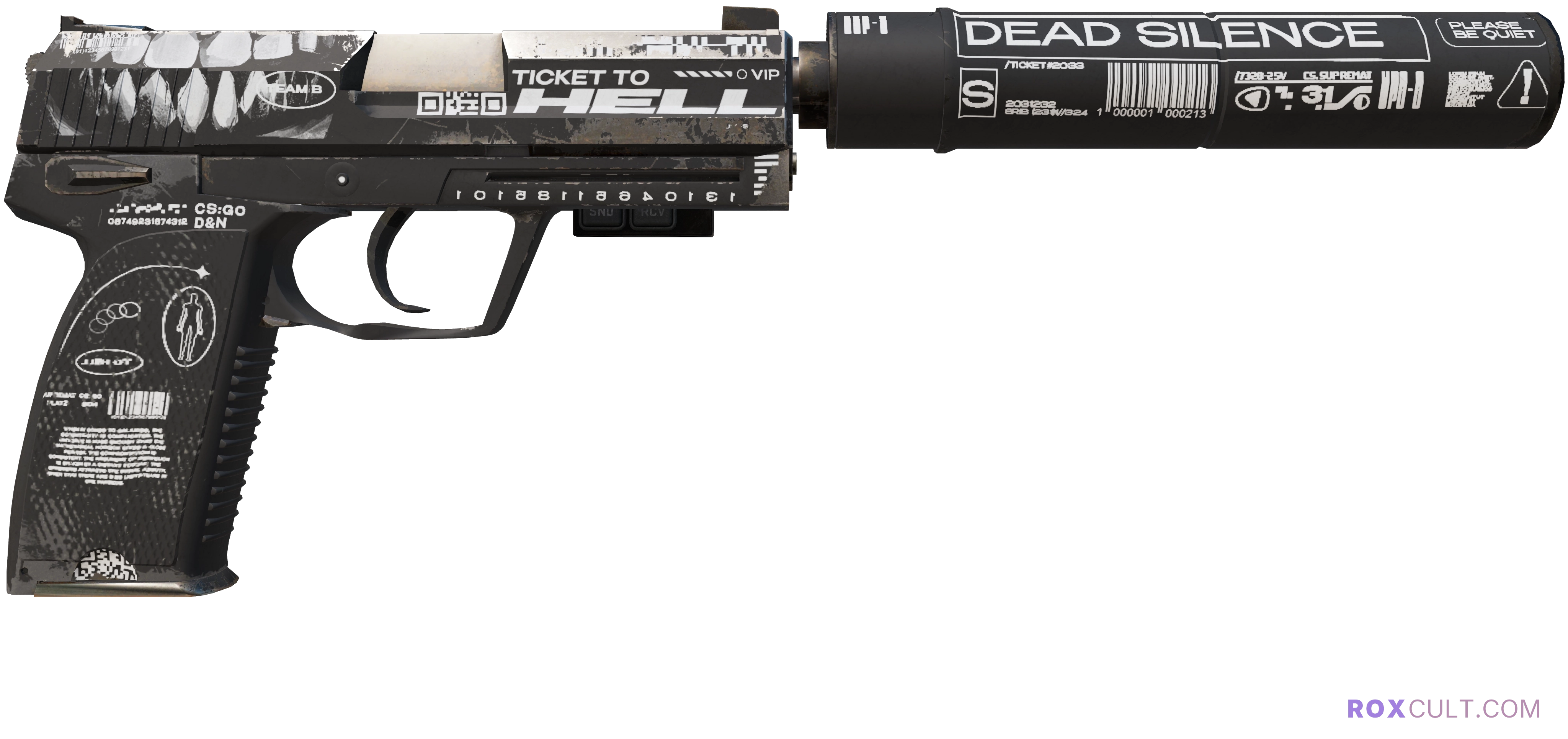 StatTrak™ USP-S | Ticket to Hell (Field-Tested) — rox (Holo) Antwerp 2022 craft, backside view