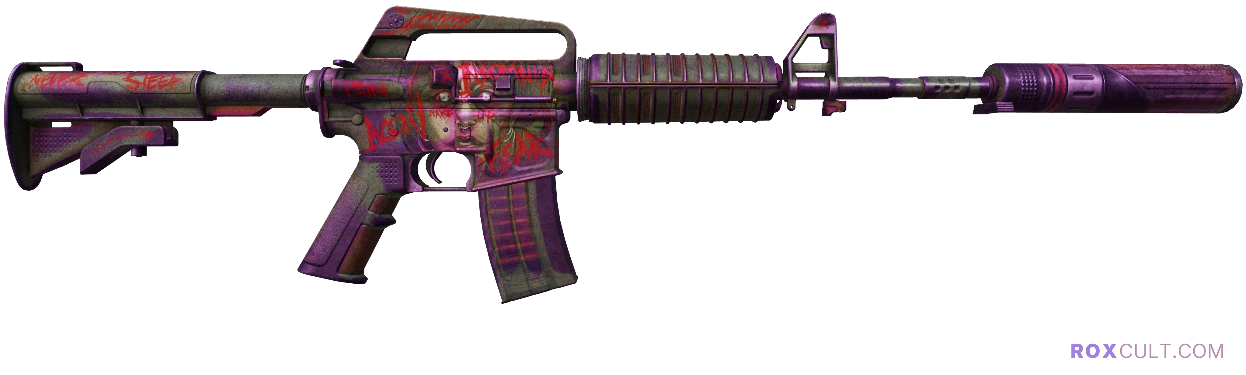 M4A1-S | Night Terror (Battle-Scarred) — rox (Holo) Antwerp 2022 craft, backside view