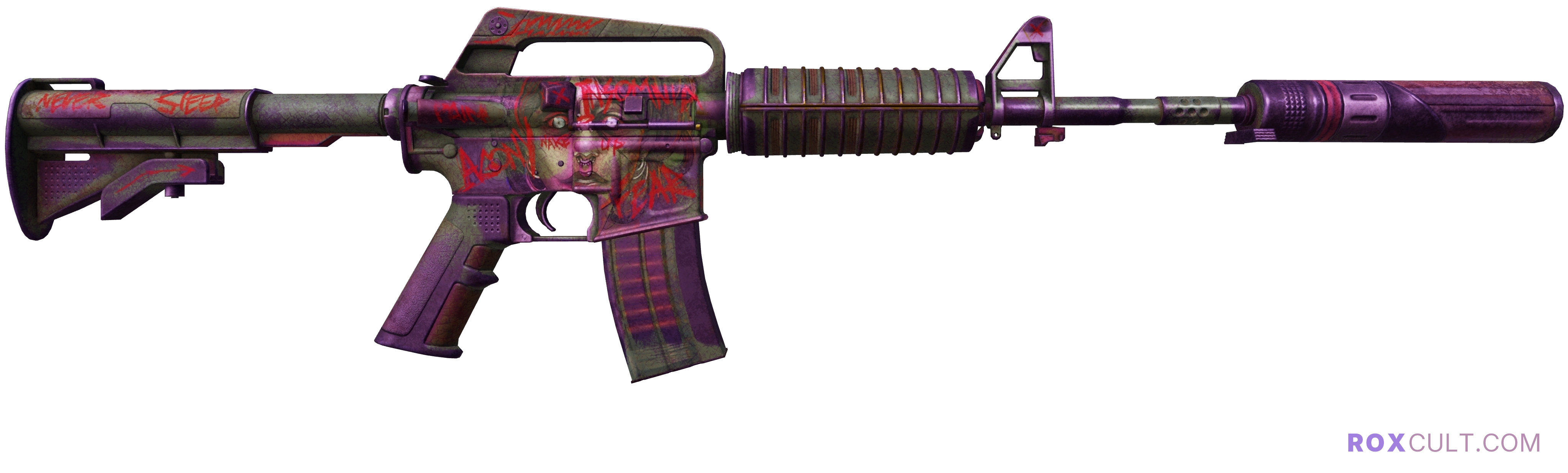 M4A1-S | Night Terror (Battle-Scarred) — rox (Holo) Antwerp 2022 craft, backside view