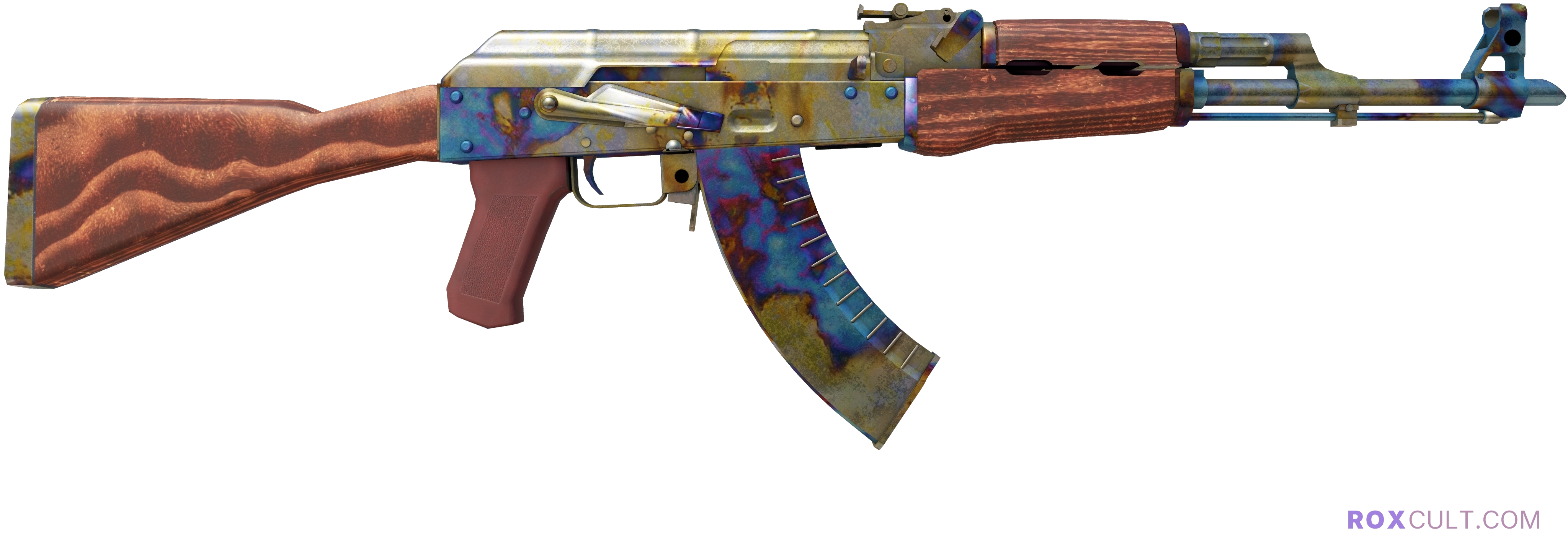 StatTrak™ AK-47 | Case Hardened (Well-Worn) — rox (Holo) Antwerp 2022 craft, backside view