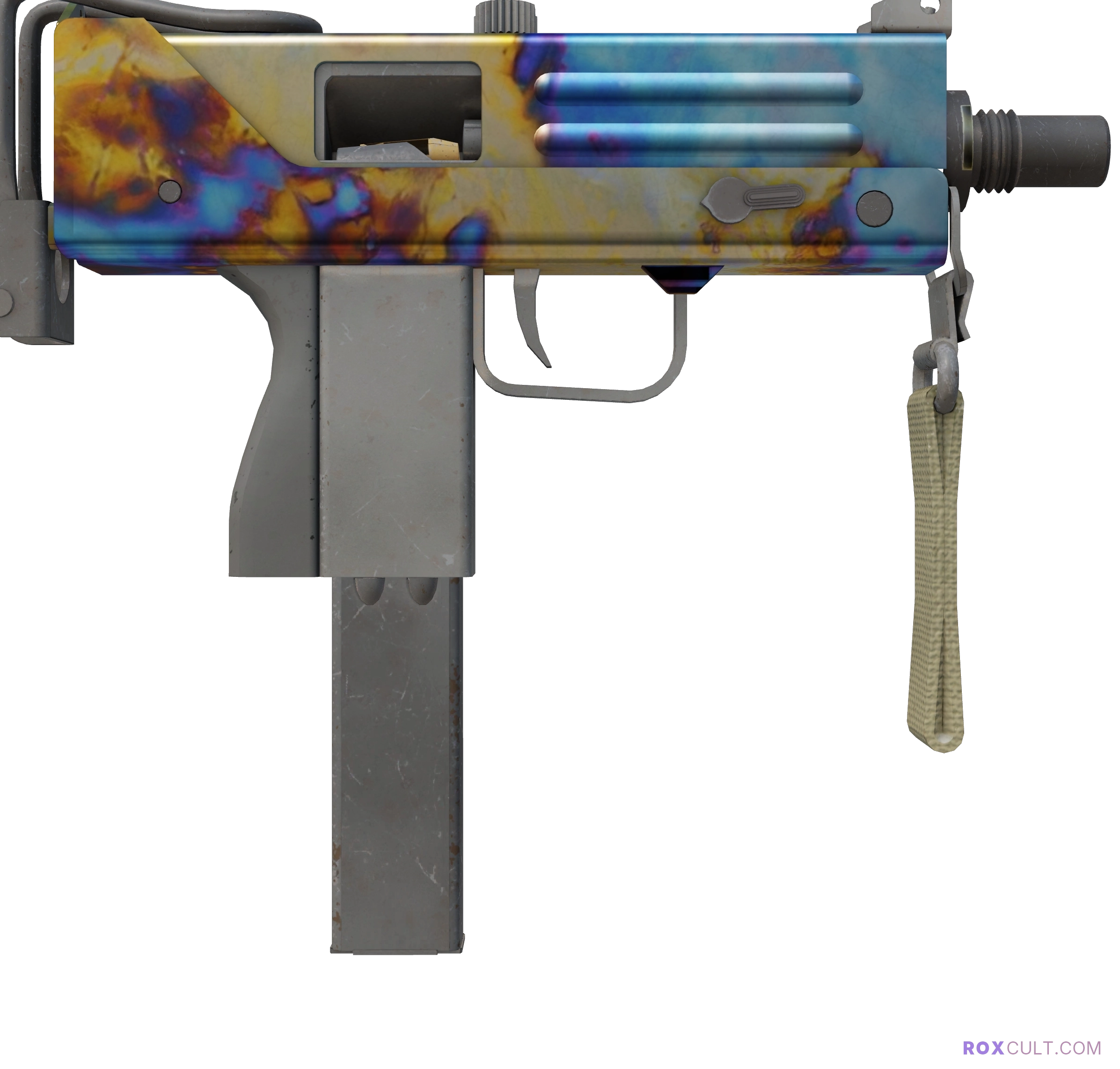 MAC-10 | Case Hardened (Factory New) — rox (Holo) Antwerp 2022 craft, backside view