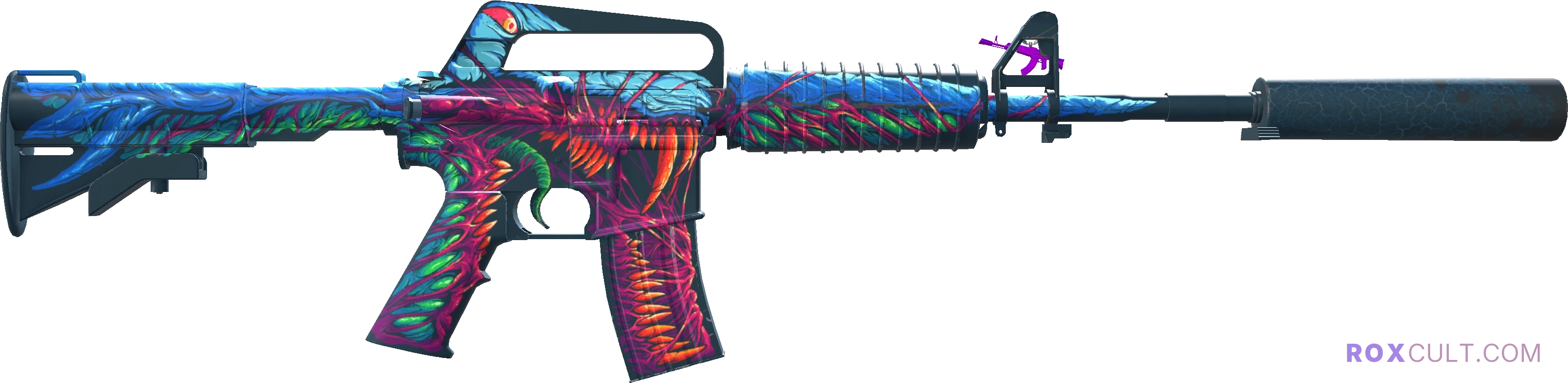 M4A1-S | Hyper Beast (Minimal Wear) — rox (Holo) Antwerp 2022 craft, backside view