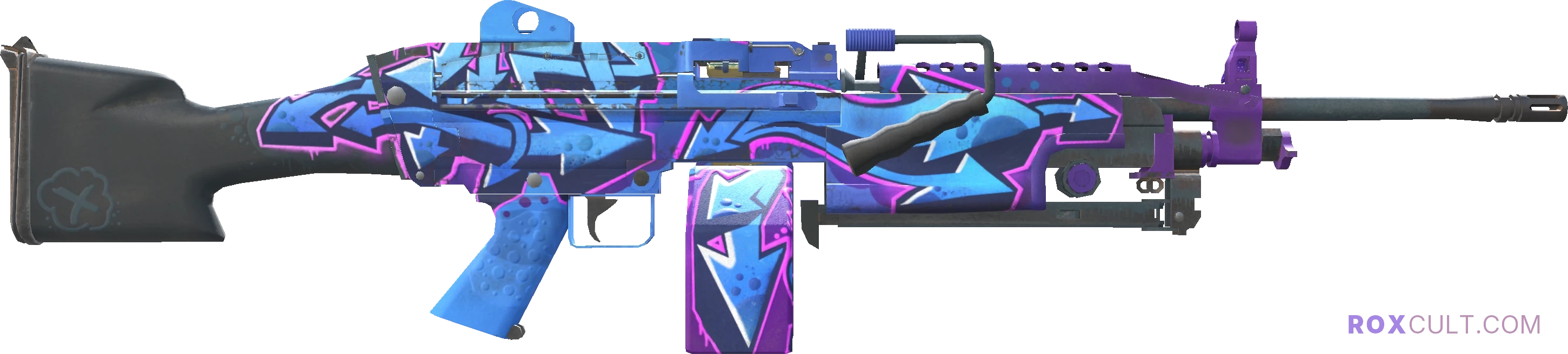 M249 | Downtown (Factory New) — rox (Holo) Antwerp 2022 craft, backside view