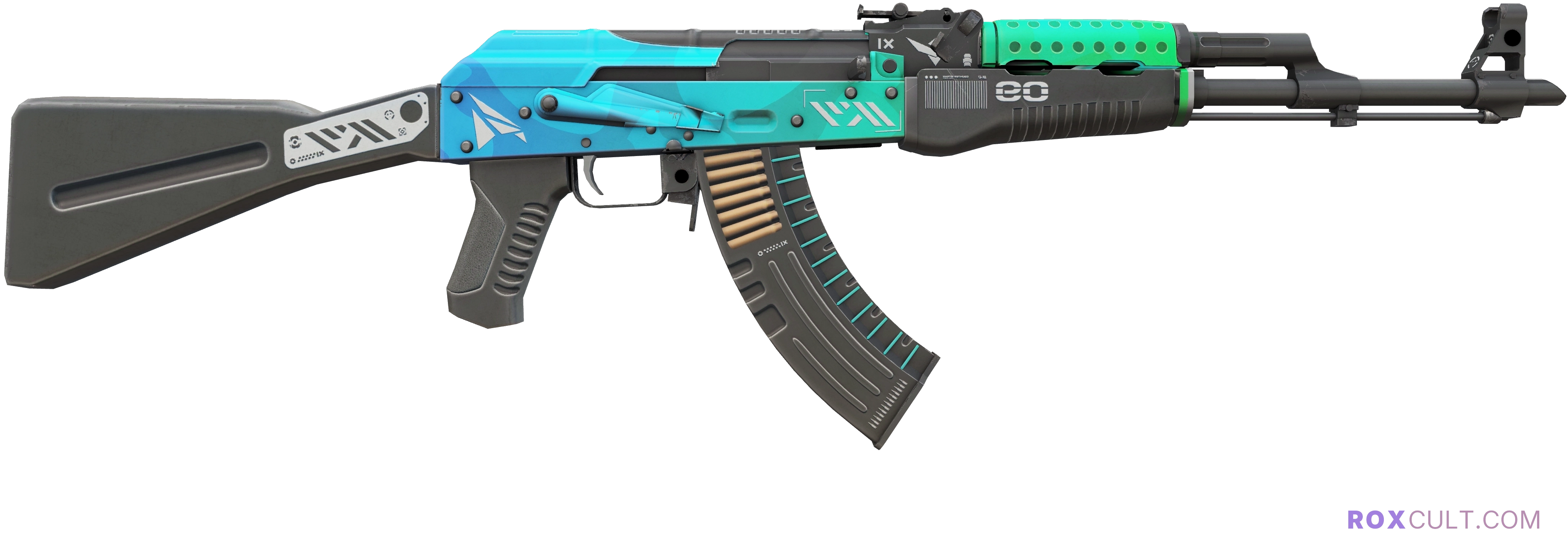 StatTrak™ AK-47 | Ice Coaled (Minimal Wear) — rox (Holo) Antwerp 2022 craft, backside view
