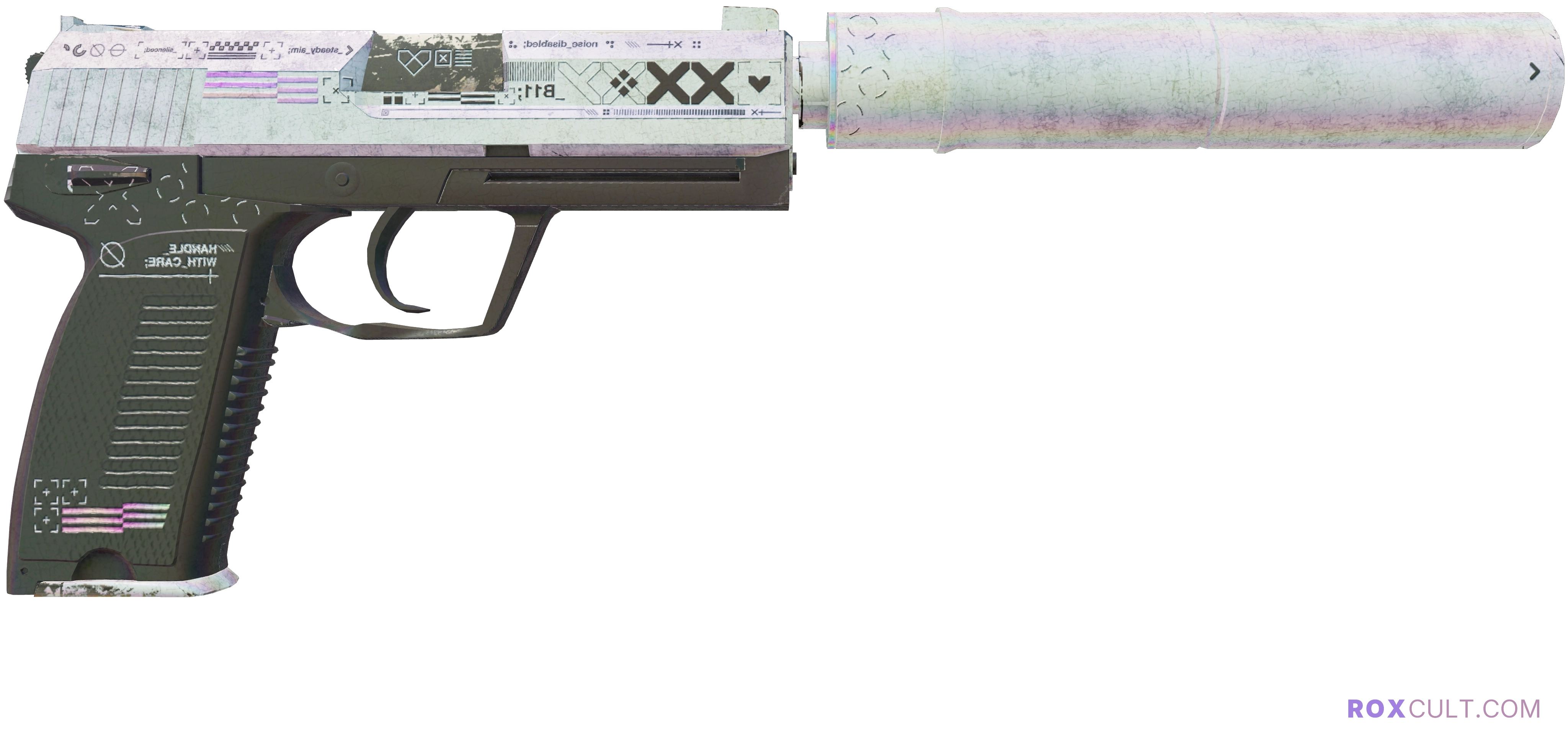 USP-S | Printstream (Battle-Scarred) — rox (Holo) Antwerp 2022 craft, backside view