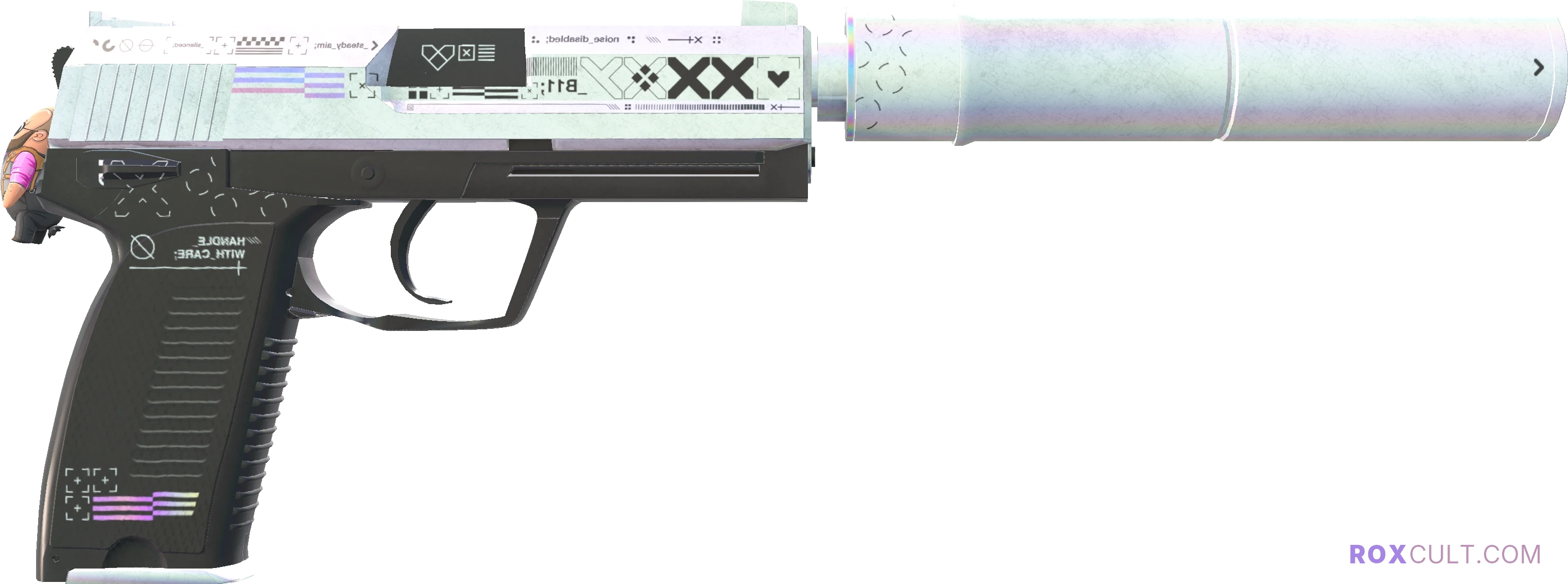 USP-S | Printstream (Field-Tested) — rox (Holo) Antwerp 2022 craft, backside view