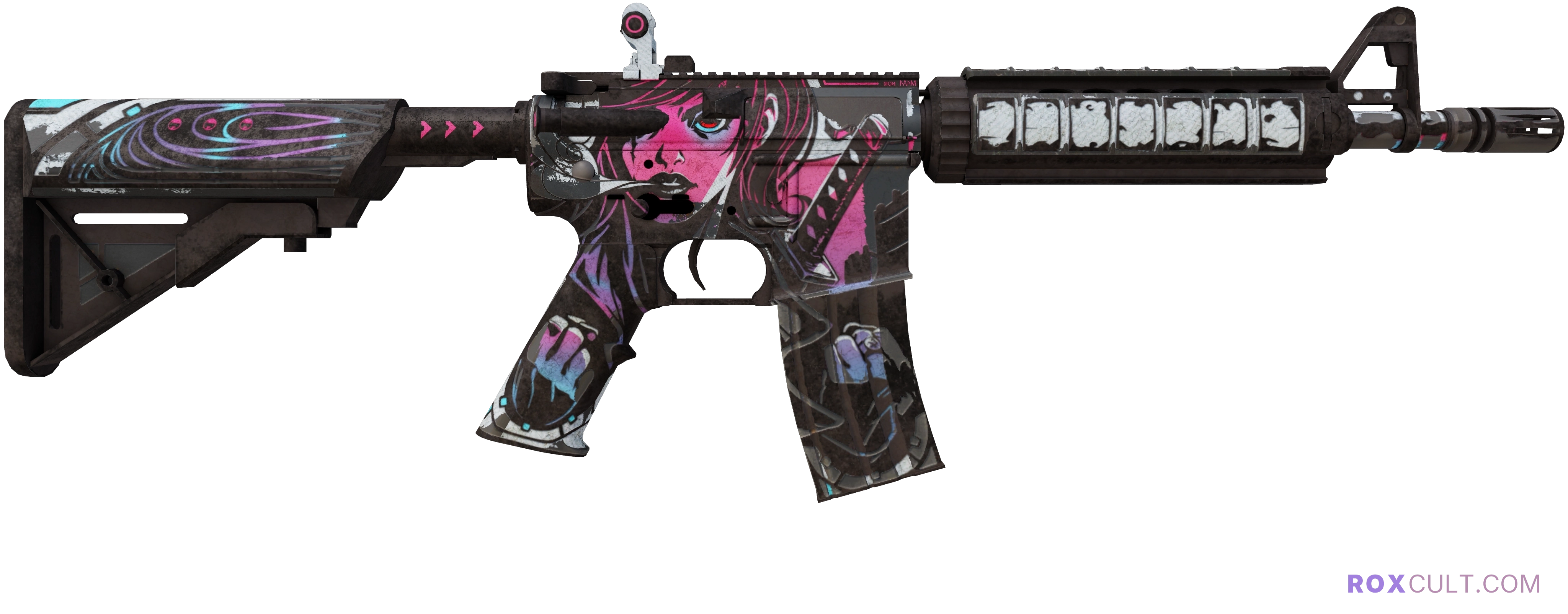 M4A4 | Neo-Noir (Battle-Scarred) — rox (Holo) Antwerp 2022 craft, backside view