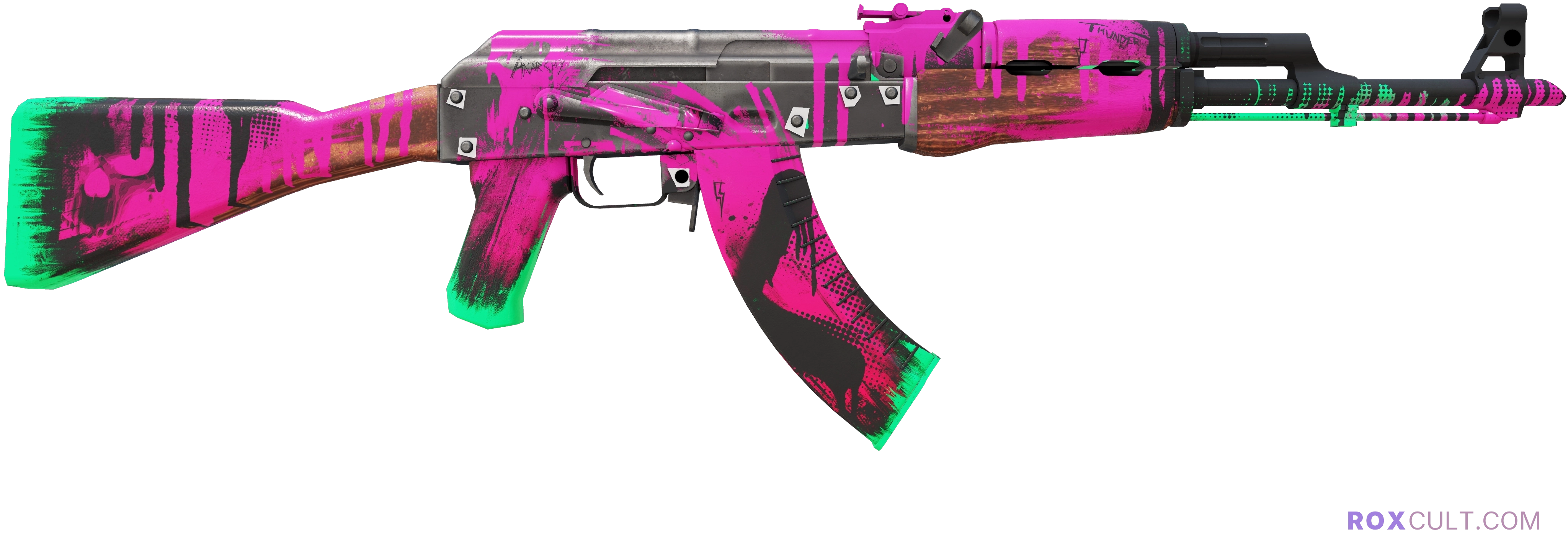 AK-47 | Neon Revolution (Factory New) — rox (Holo) Antwerp 2022 craft, backside view