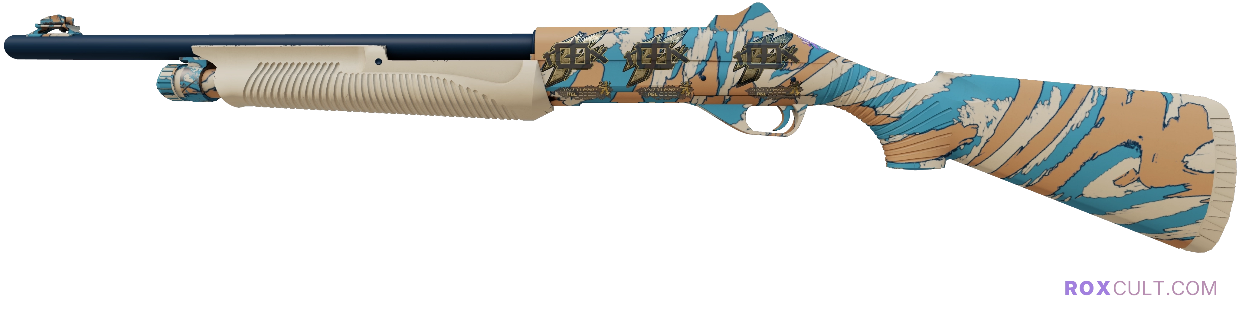 Souvenir Nova | Quick Sand (Factory New) — rox (Holo) Antwerp 2022 craft, playside view with 1 rox (Holo) sticker