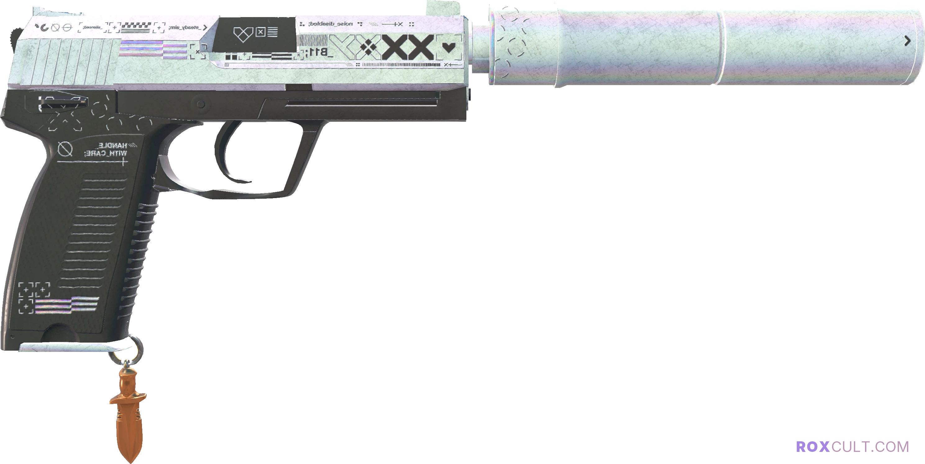 USP-S | Printstream (Battle-Scarred) — rox (Holo) Antwerp 2022 craft, backside view
