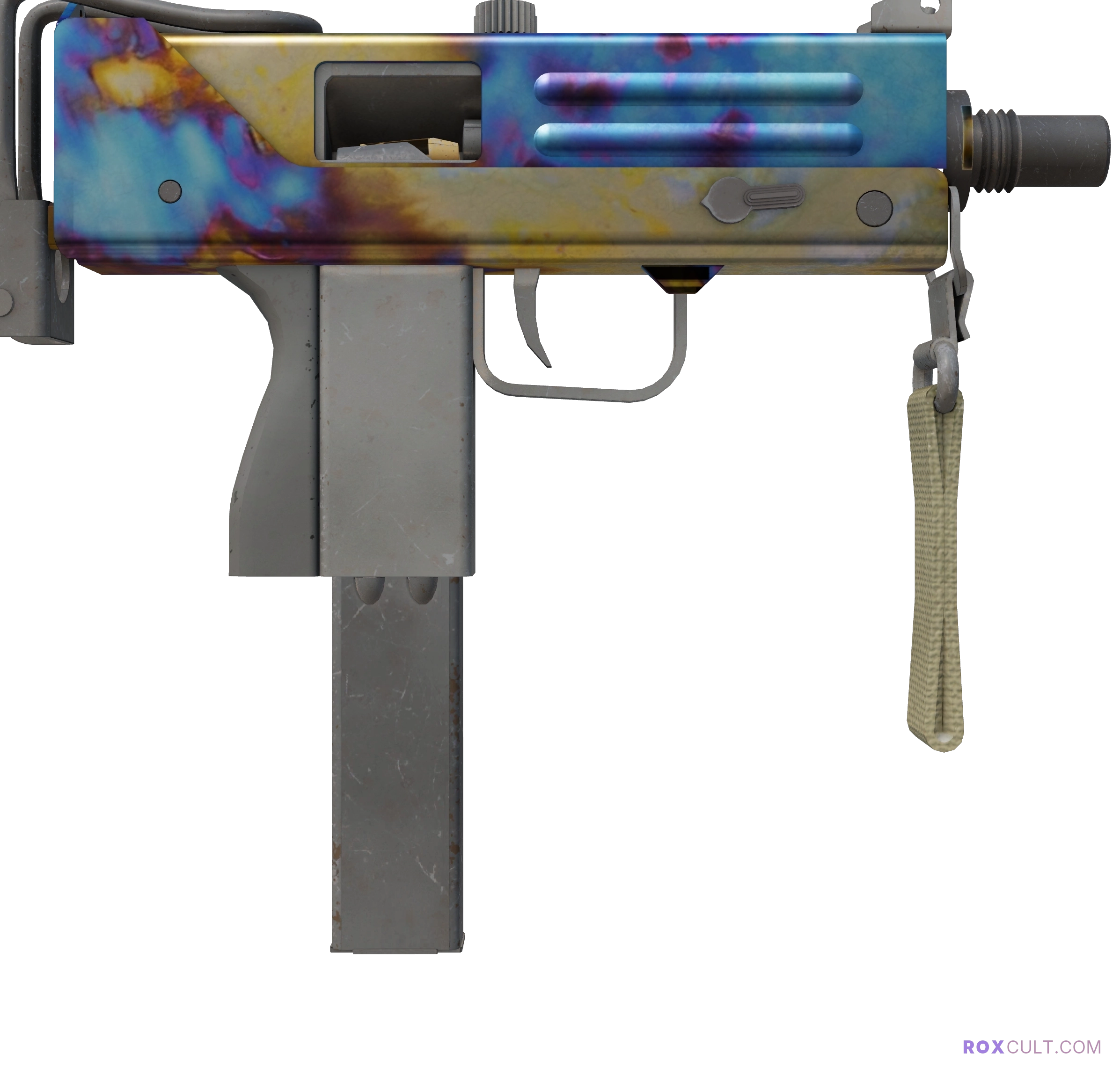 MAC-10 | Case Hardened (Minimal Wear) — rox (Holo) Antwerp 2022 craft, backside view