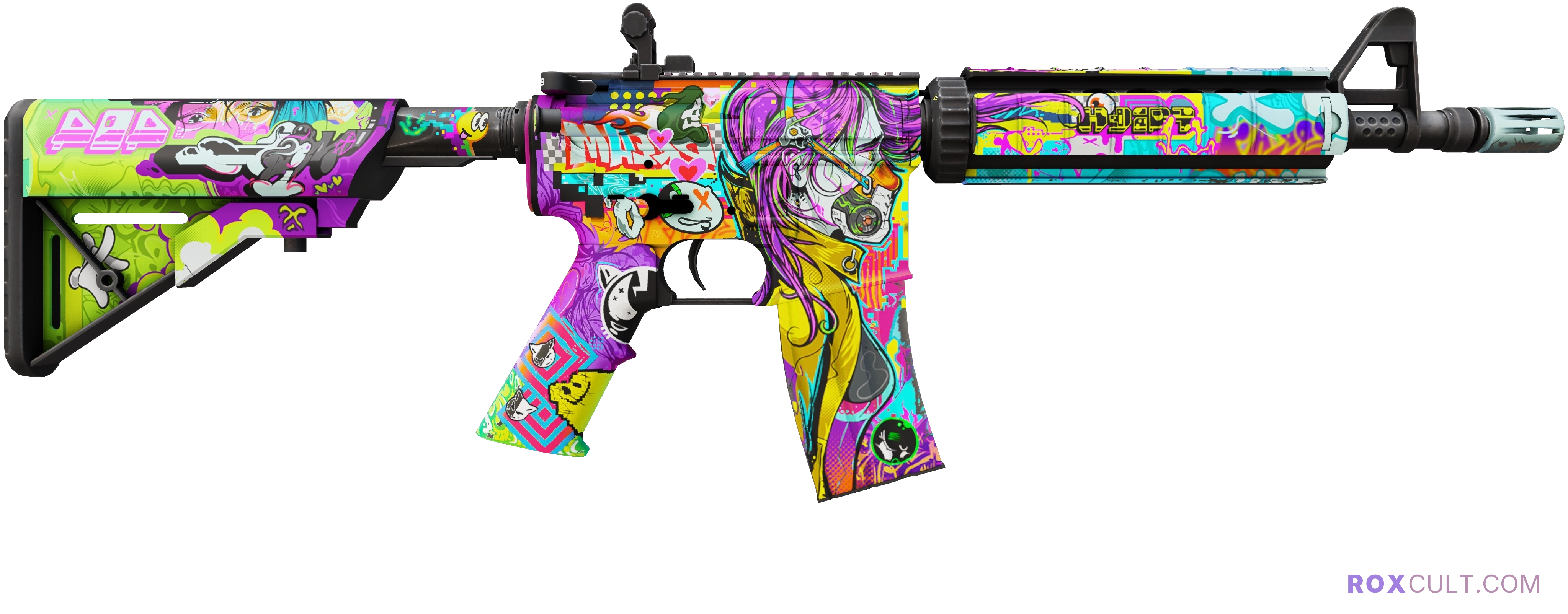 M4A4 | In Living Color (Factory New) — rox (Holo) Antwerp 2022 craft, backside view
