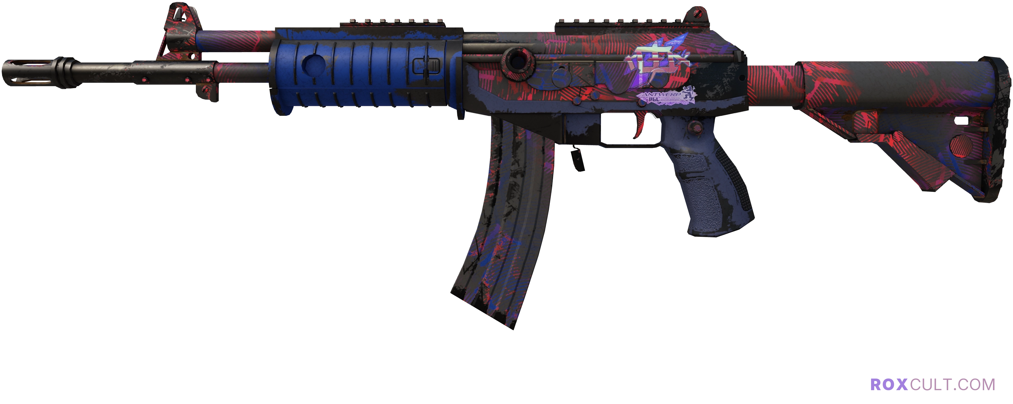 Galil AR | Signal (Well-Worn) — rox (Holo) Antwerp 2022 craft, playside view with 1 rox (Holo) sticker